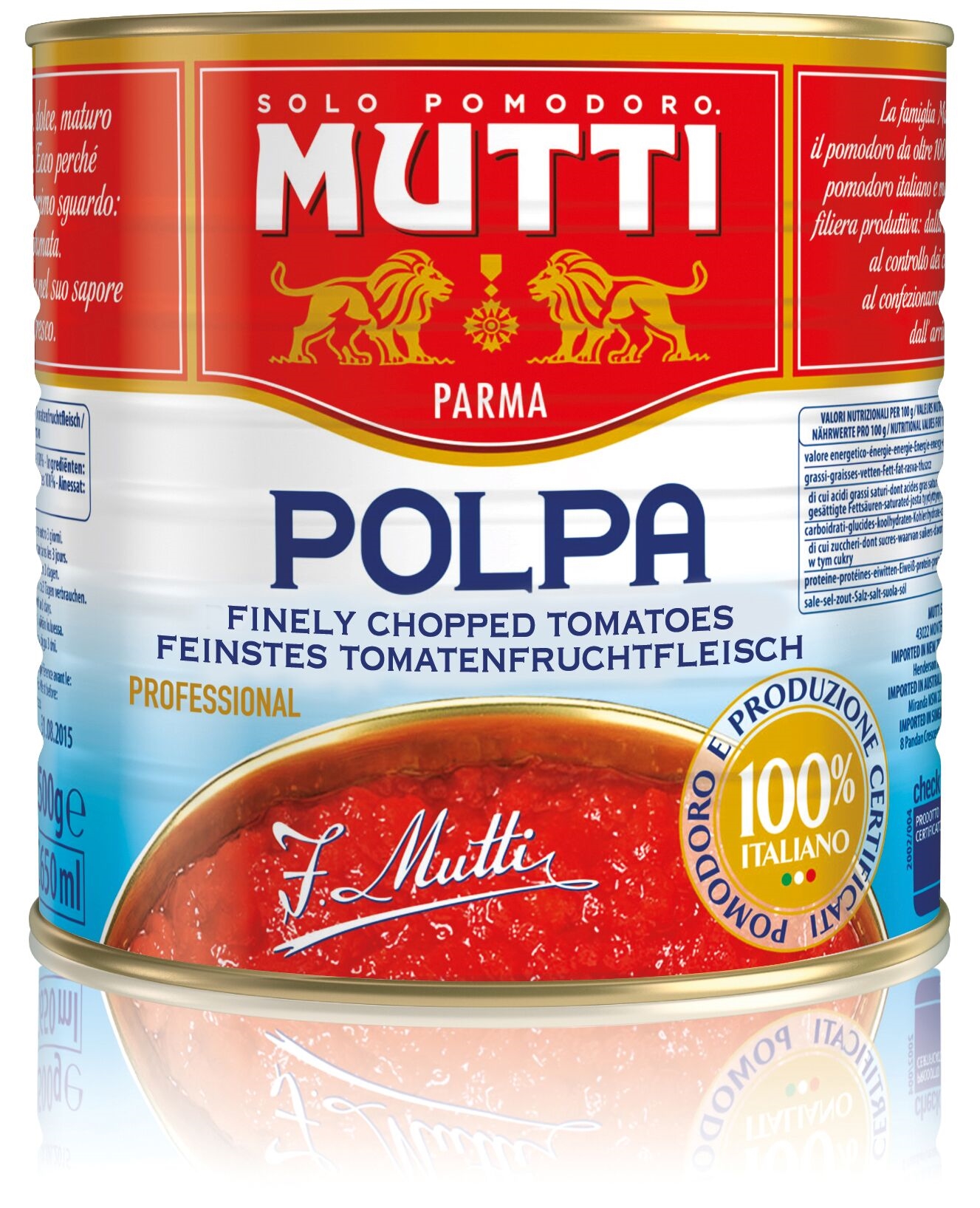 Rajčata v kusech Mutti 2,5 kg