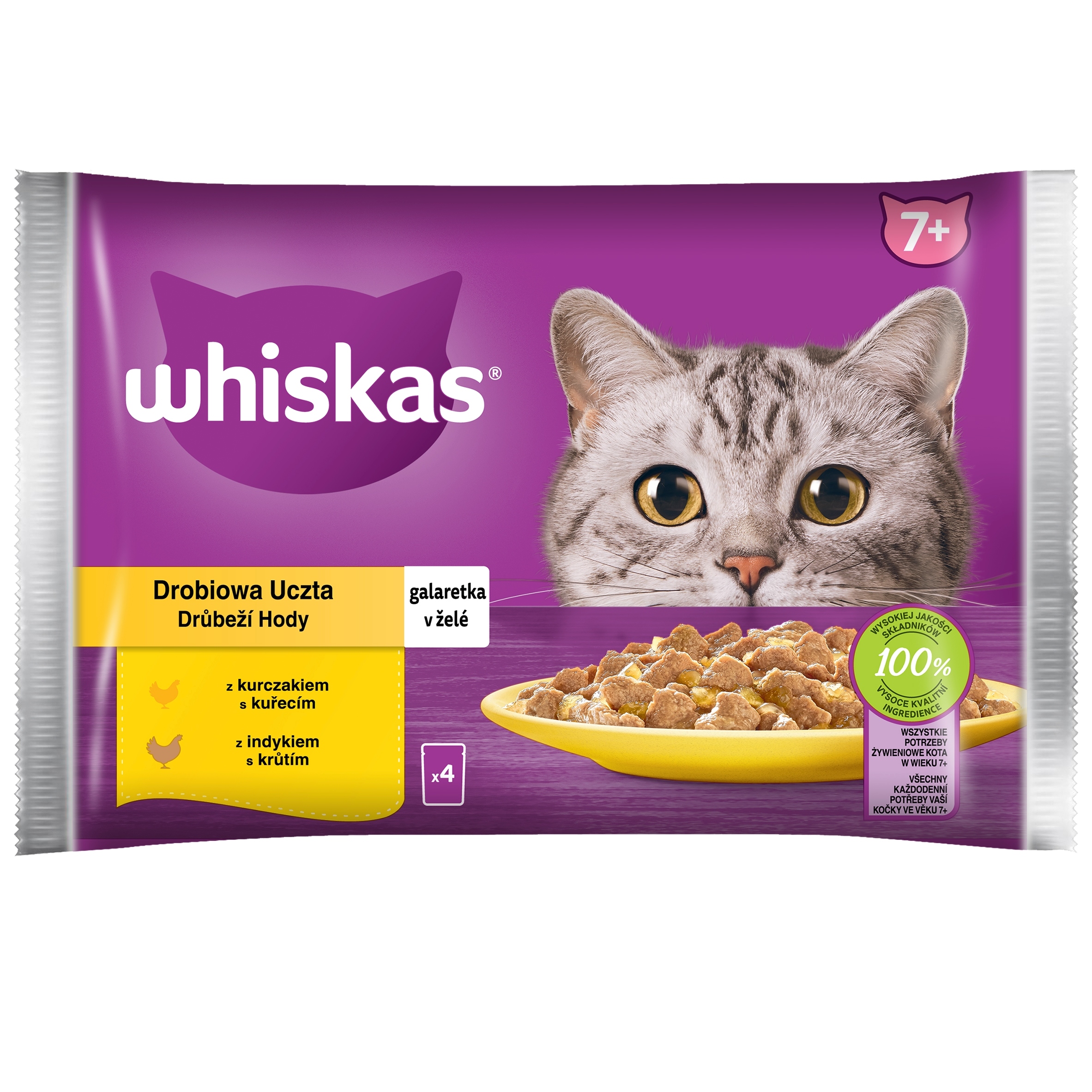 Levně 6 x Whiskas Senior Drůbeží hostina v želé 4 x 85 g