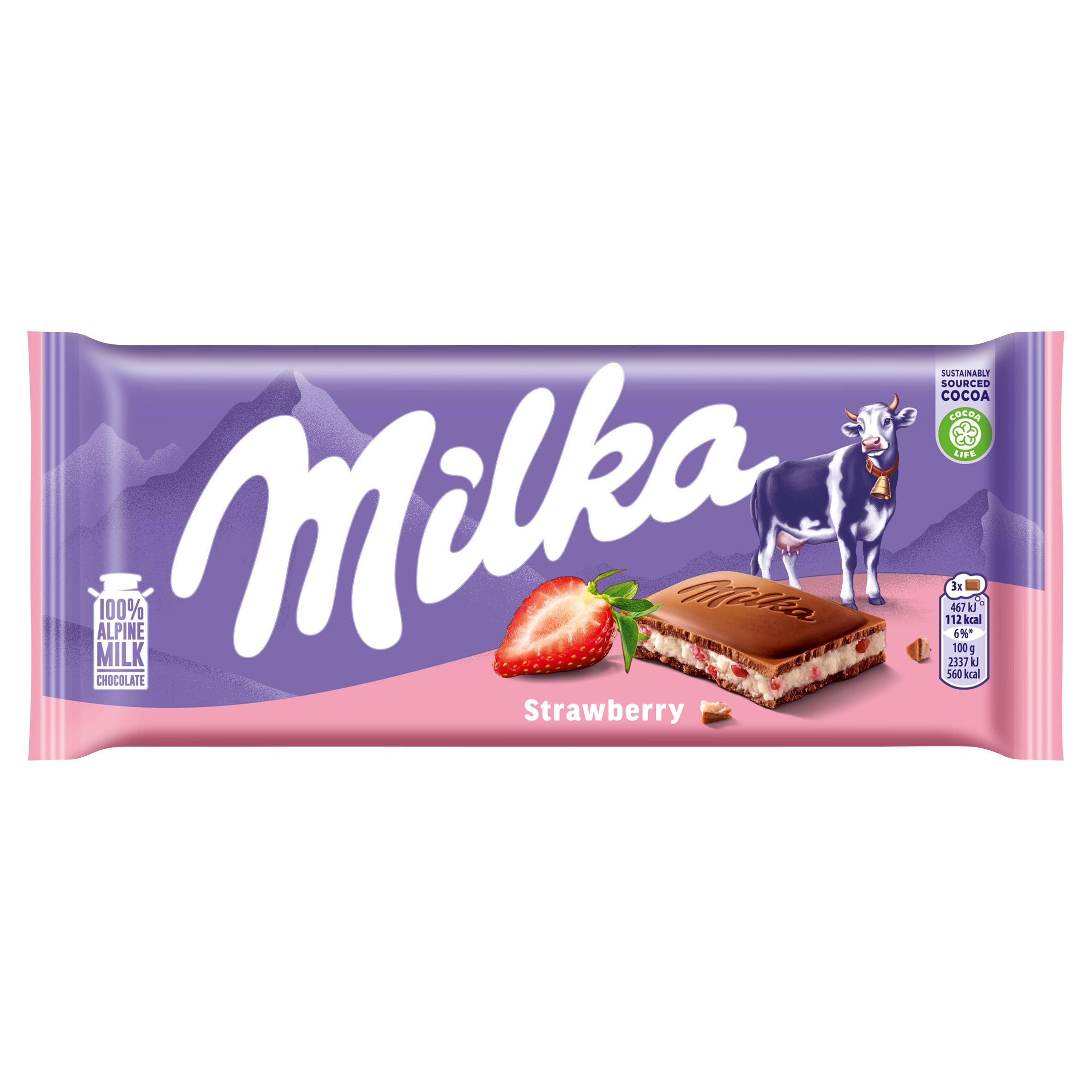 Levně Milka Čokoláda Mléčná jahodová 100 g x 12 ks