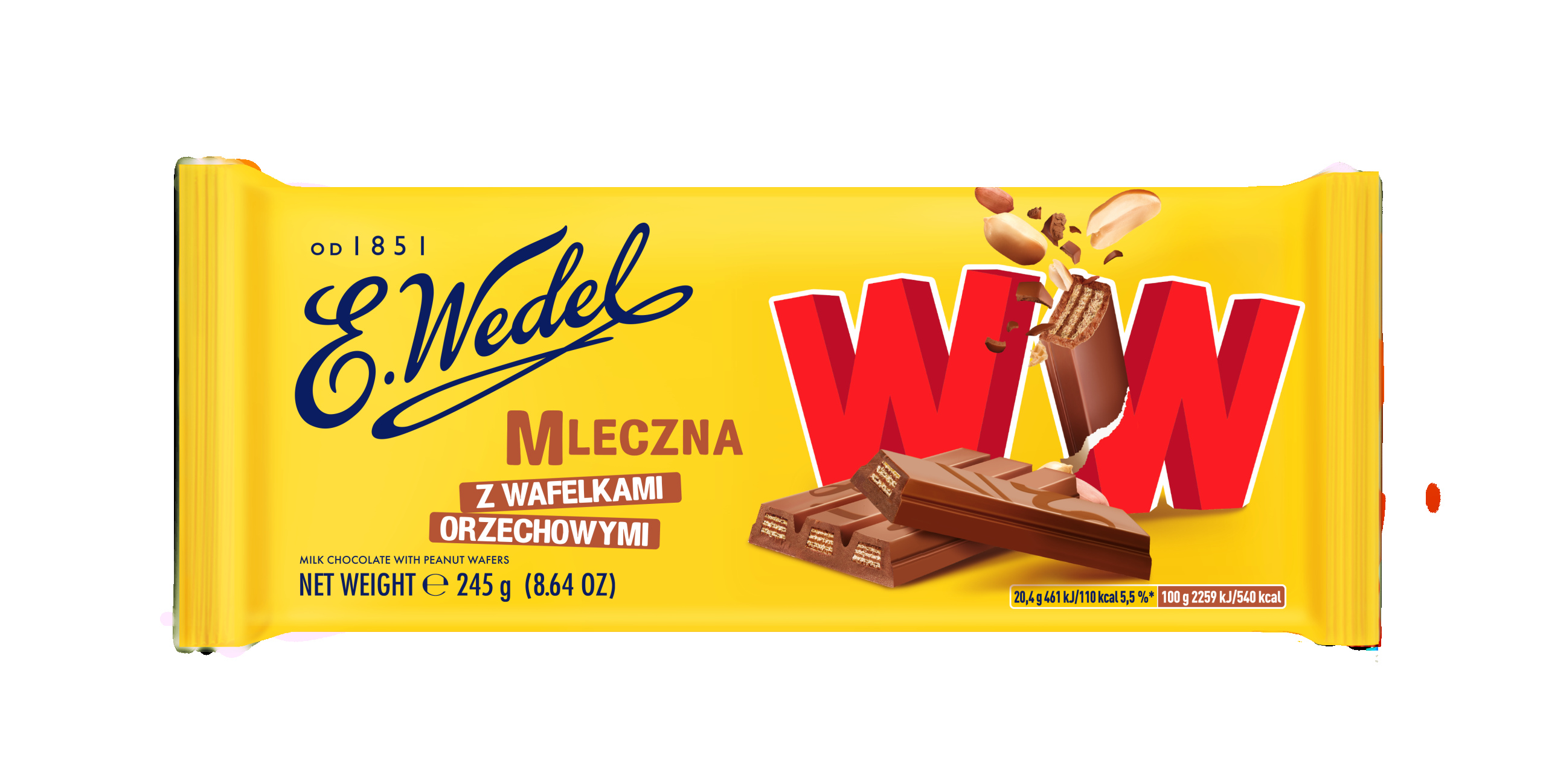 Levně 2x E.Wedel Ww Čokoláda s ořechovými oplatkami 245 g