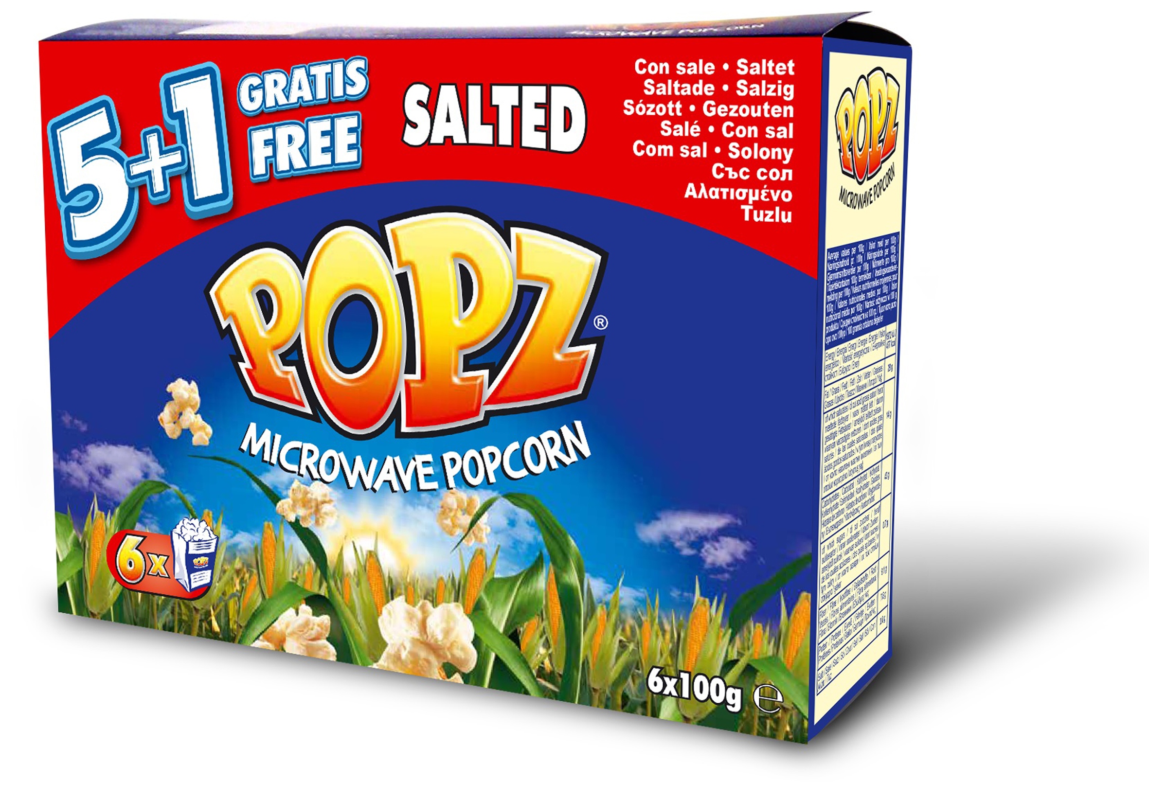 Levně 2x Popz Popcorn do mikrovlnné trouby solený 6x600 g
