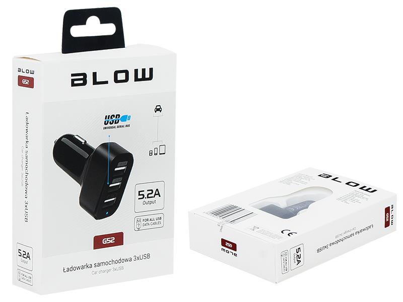 

Ładowarka samochodowa Blow USBx3 5,2A