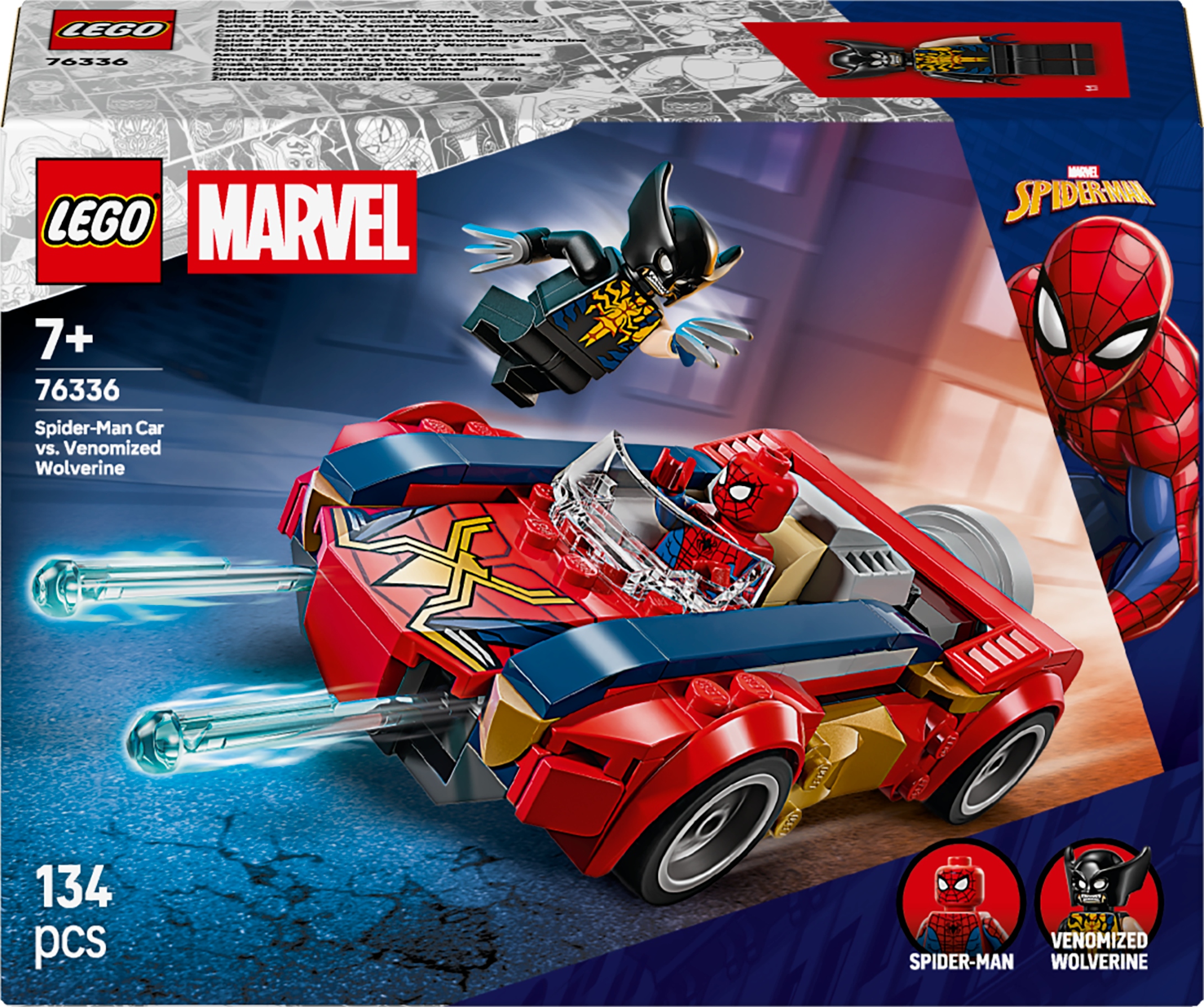 Lego Marvel 76336 Spider-Man a auto versus zvenomizovaný Wolverine