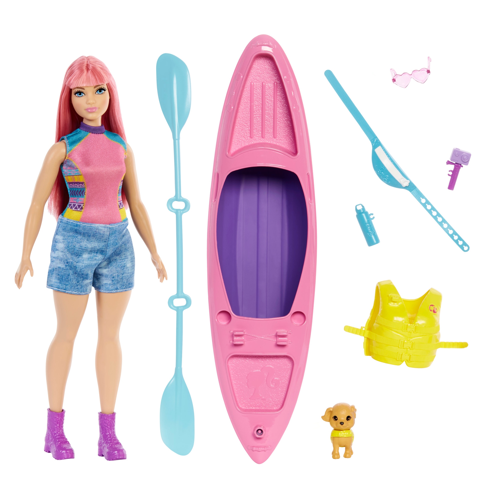 Lalka Mattel Barbie Malibu Kemping Daisy kajak pies akcesoria Zestaw HDF75 EAN (GTIN) 0194735022427