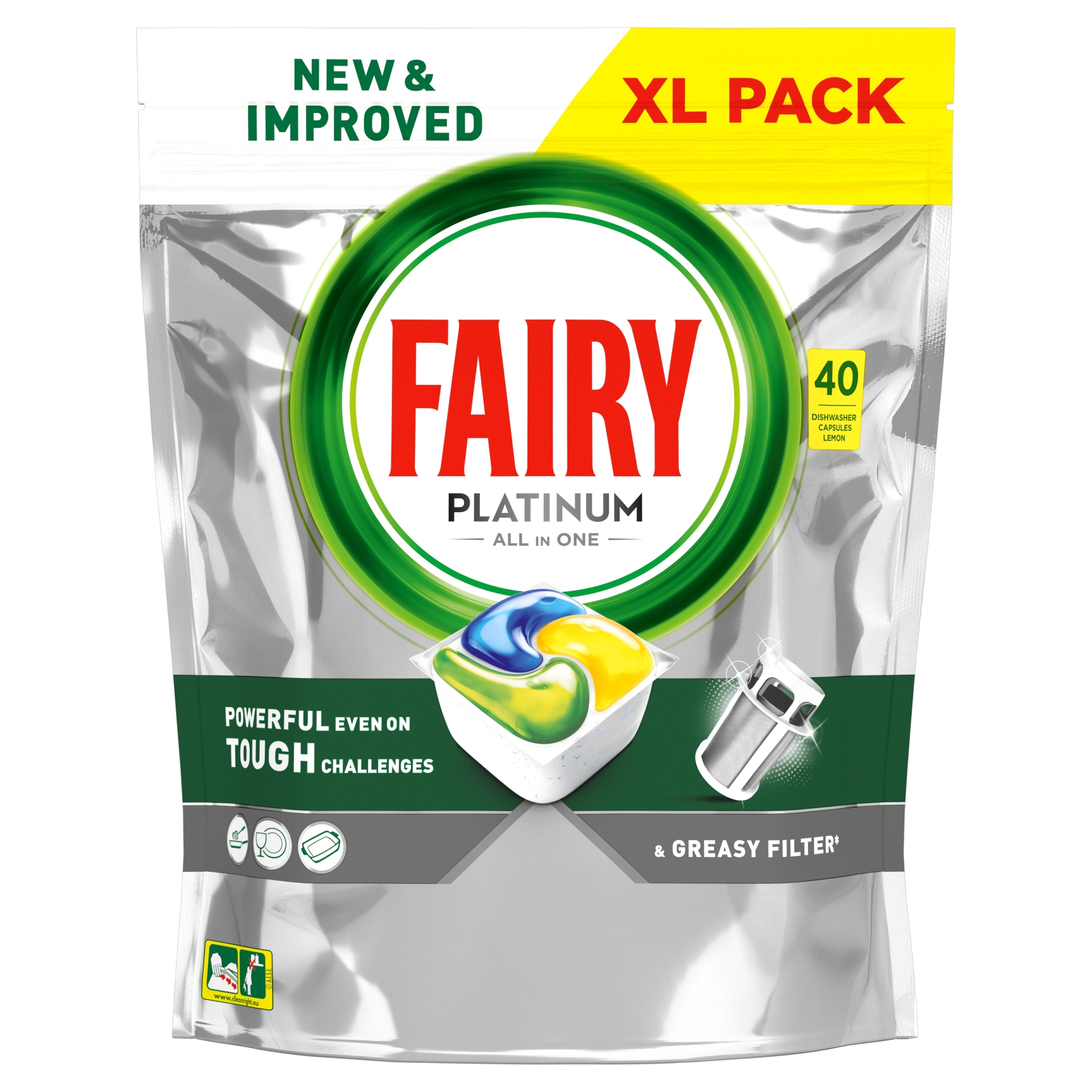 Levně Fairy Platinum Citron Kapsle do myčky nádobí All In One, 40ks