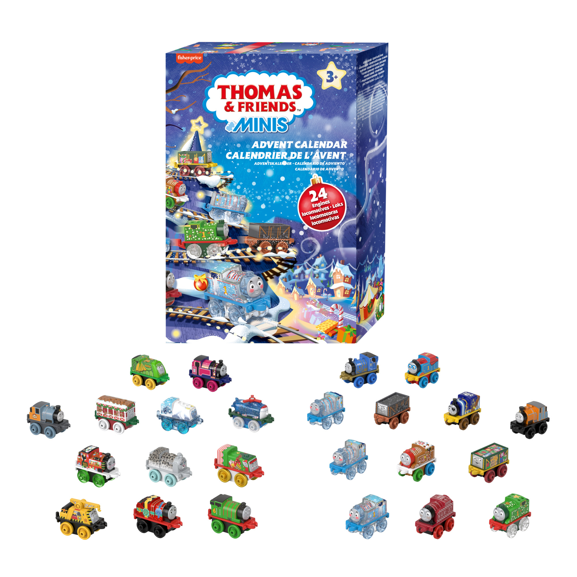 Адвент-календарь Fisher-Price Thomas and Friends HWB49, 24 мини-паровозика, от 3 лет