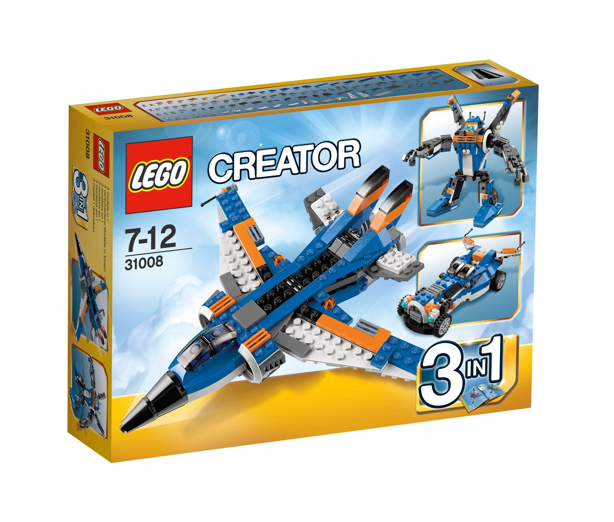 Lego 31008 Creator Zdobywcy przestworzy 3w1 Myśliwiec Robot Wyścigówka