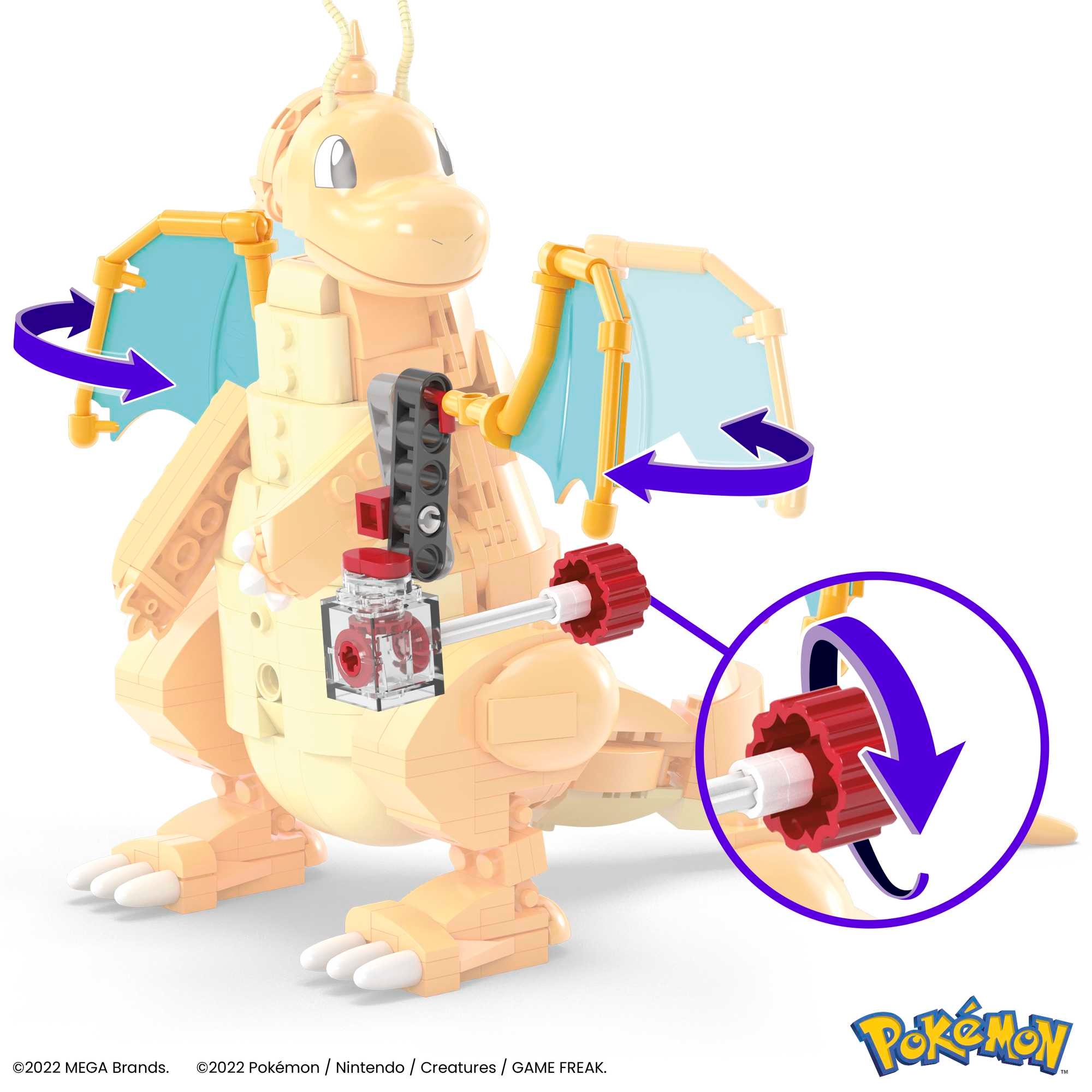 ZESTAW KLOCKÓW POKEMON DRAGONITE MEGA CONSTRUX RUCHOMY SMOK 387el GRATIS Marka MEGA
