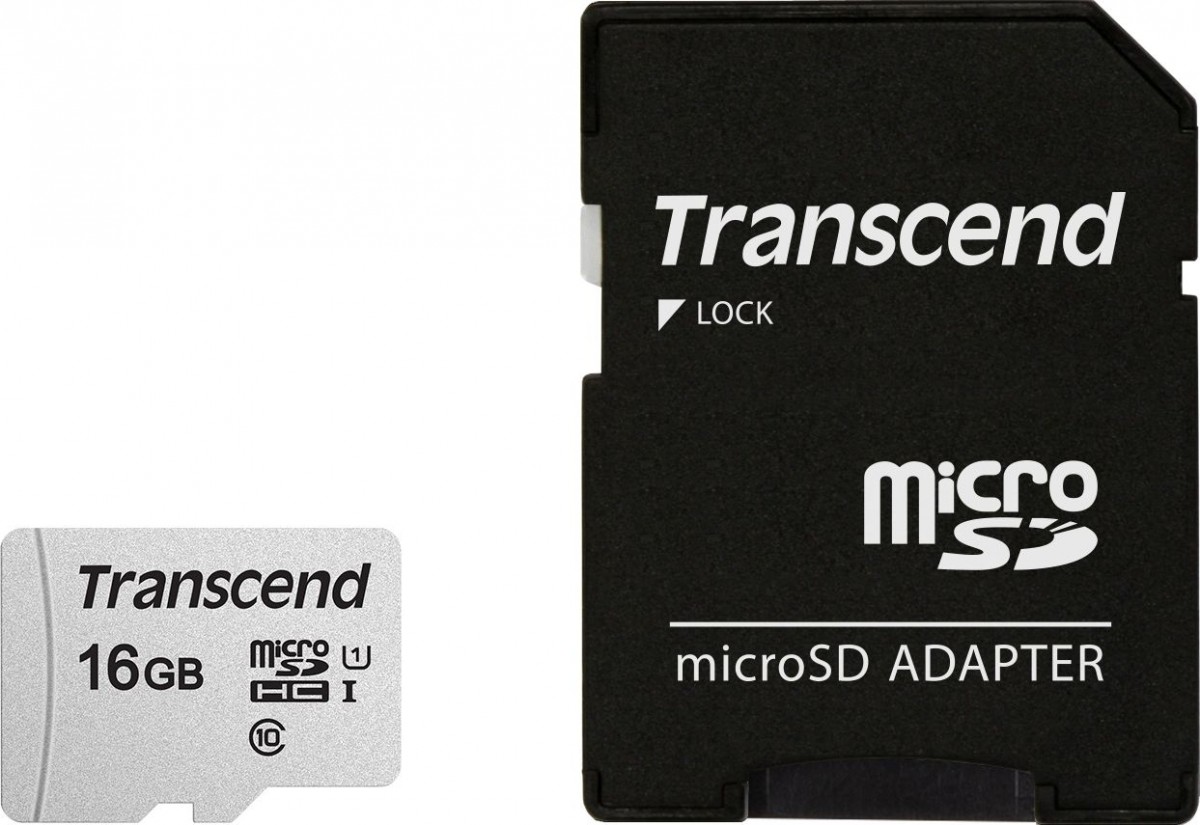 Transcend 16GB microSDHC 300S Uhs-i U1 (Class 10) paměťová karta (s adaptér