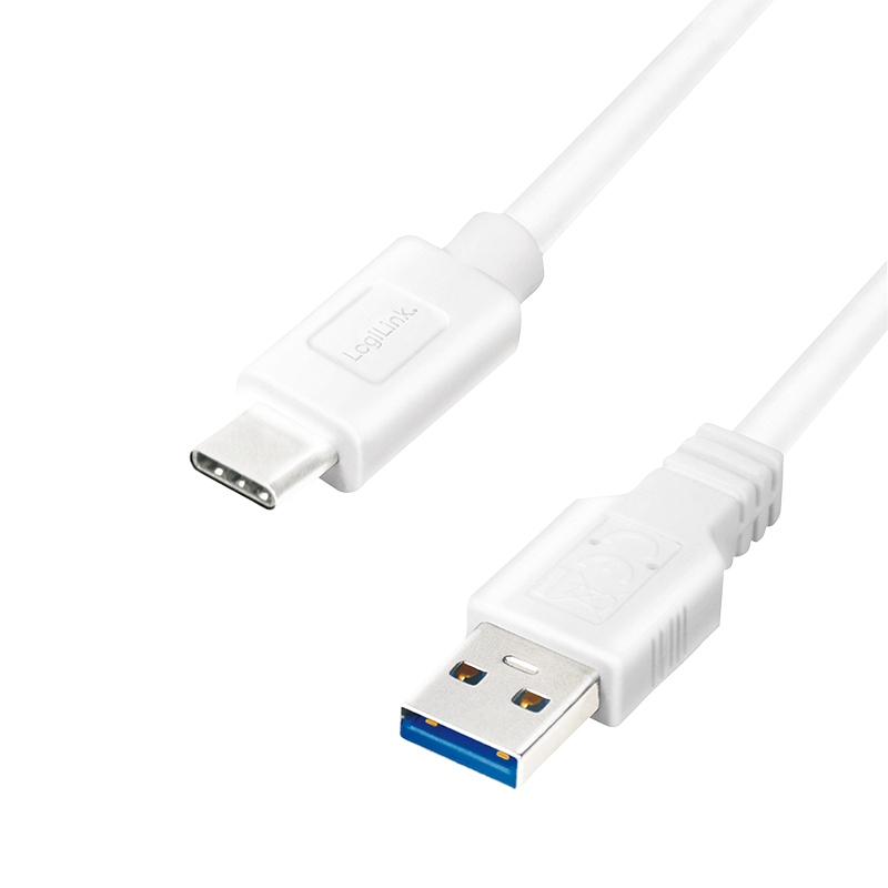 Kabel USB LogiLink USB 3.2 Gen1x1, męski USB-A na męski USB-C, biały, 1,5 m Kod producenta CU0175