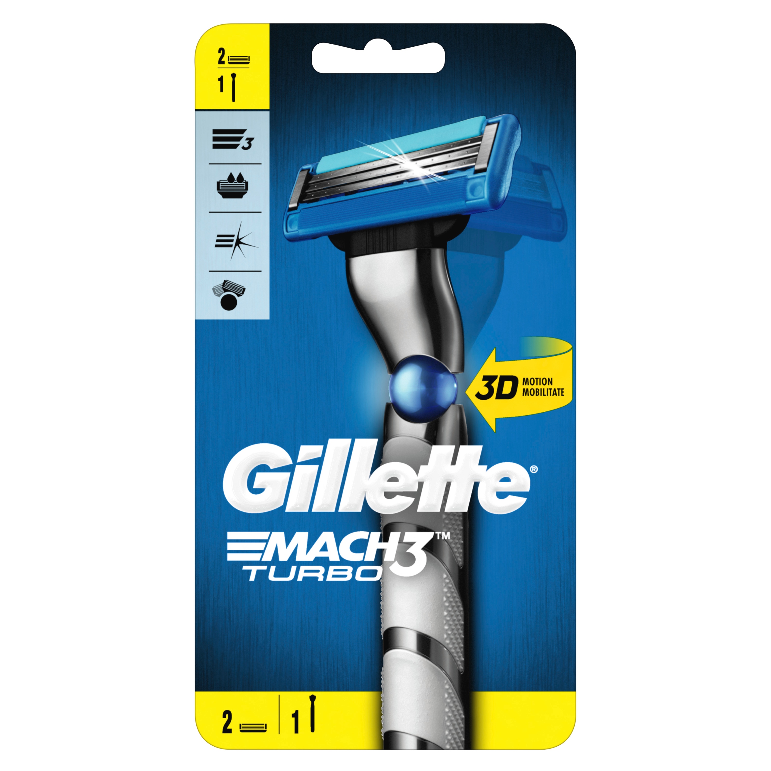 Gillette Mach 3 Turbo 3D Maszynka na wkłady do golenia rączka 2 wkłady