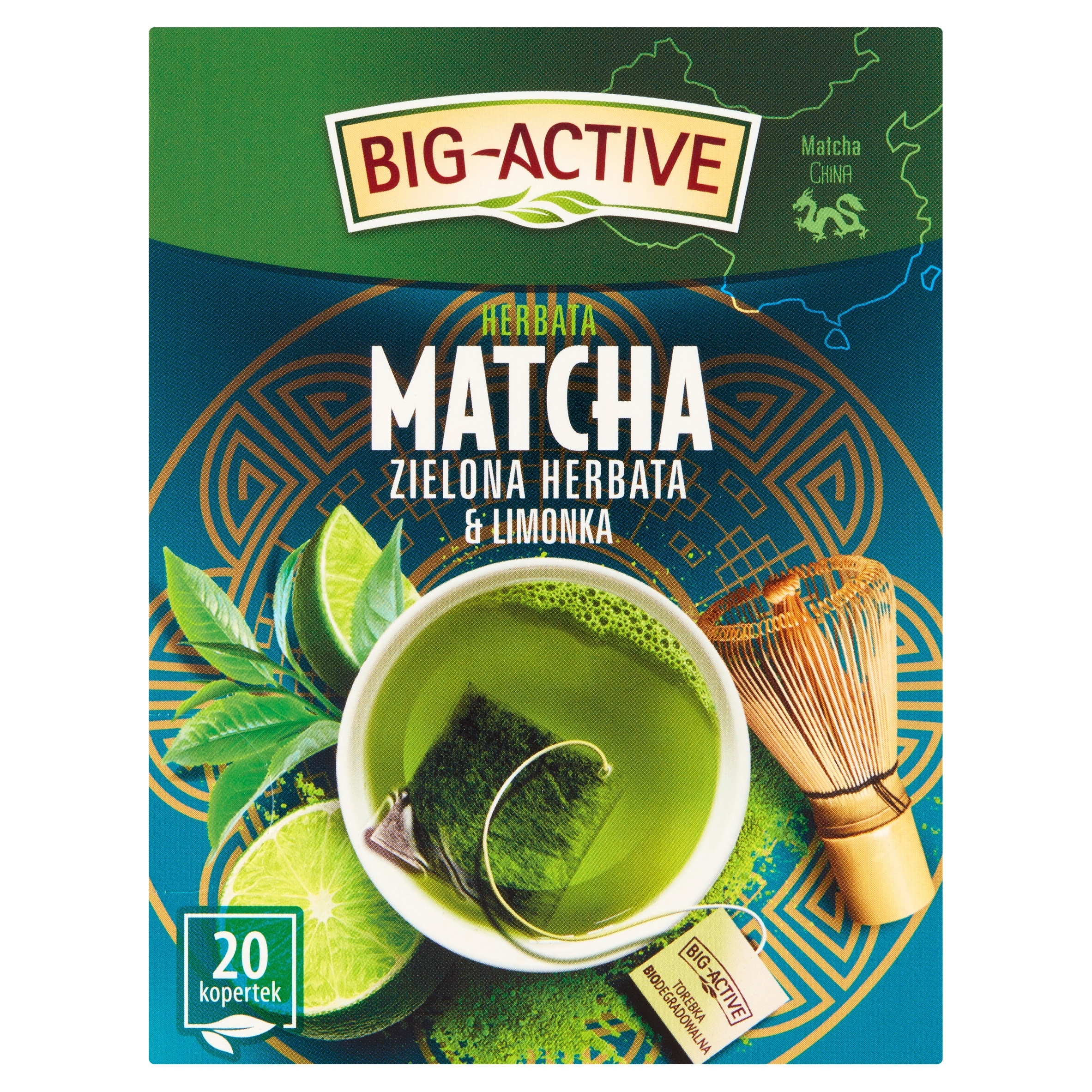 Levně 6 x Big Active Čaj Matcha Zelený Čaj & Limetka 20 sáčků