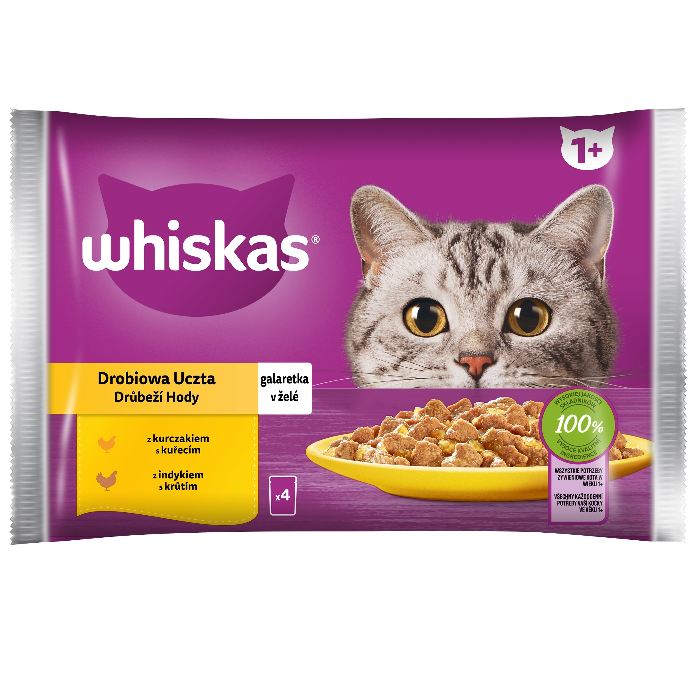 Levně Whiskas Vlhké krmivo pro kočky Drůbeží hostina (4 x 85 g)