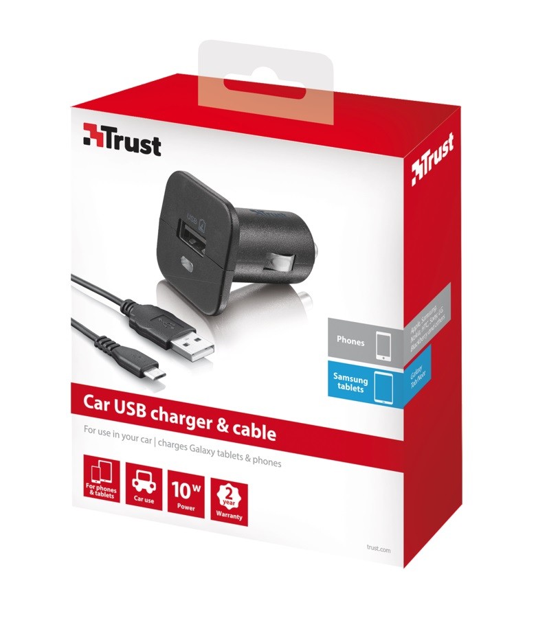 Ładowarka samochodowa microUSB Usb Trust 19422