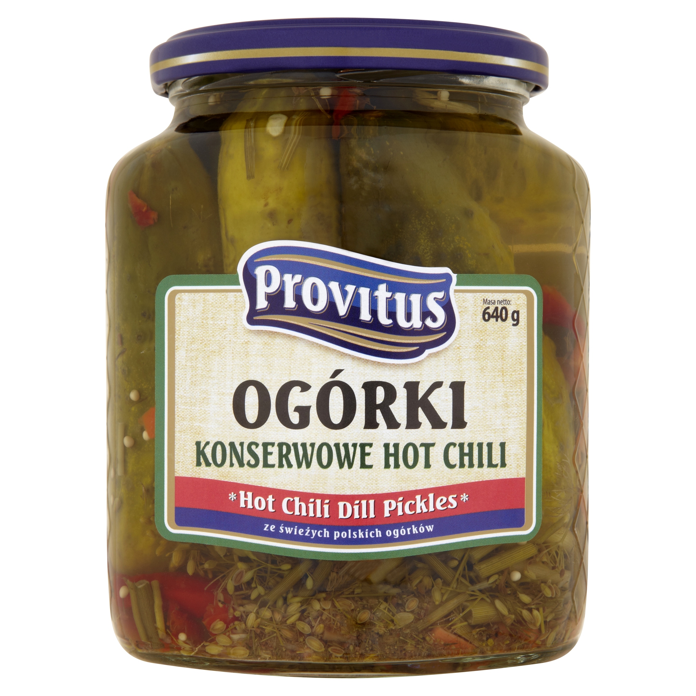 Levně Konserové okurky s chilli papričkami Provitus 640 g