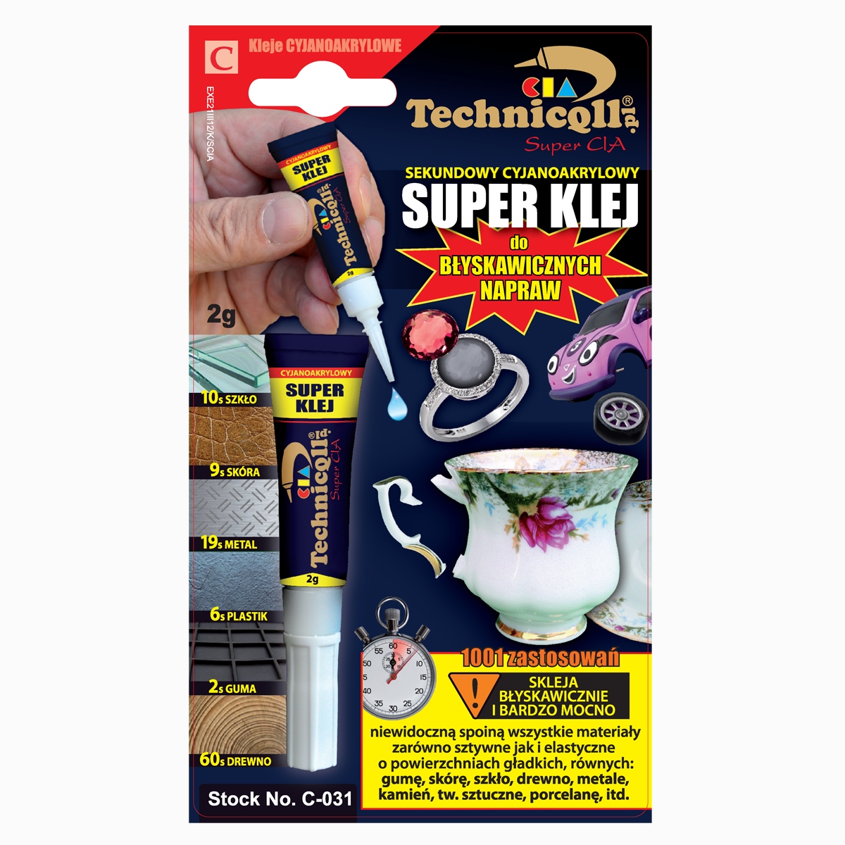 Technicqll C-031 Klej cyjanoakrylowyl bezbarwny 2 ml uniwersalny