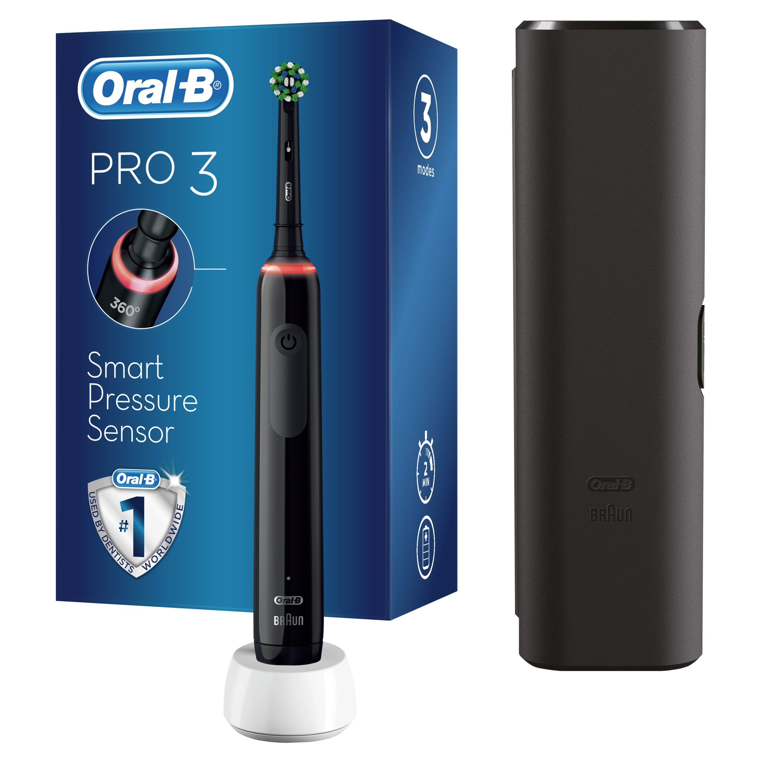 ORAL-B PRO 3 3500 Elektryczna Szczoteczka 2 Końcówki Czarna — miniatura 15