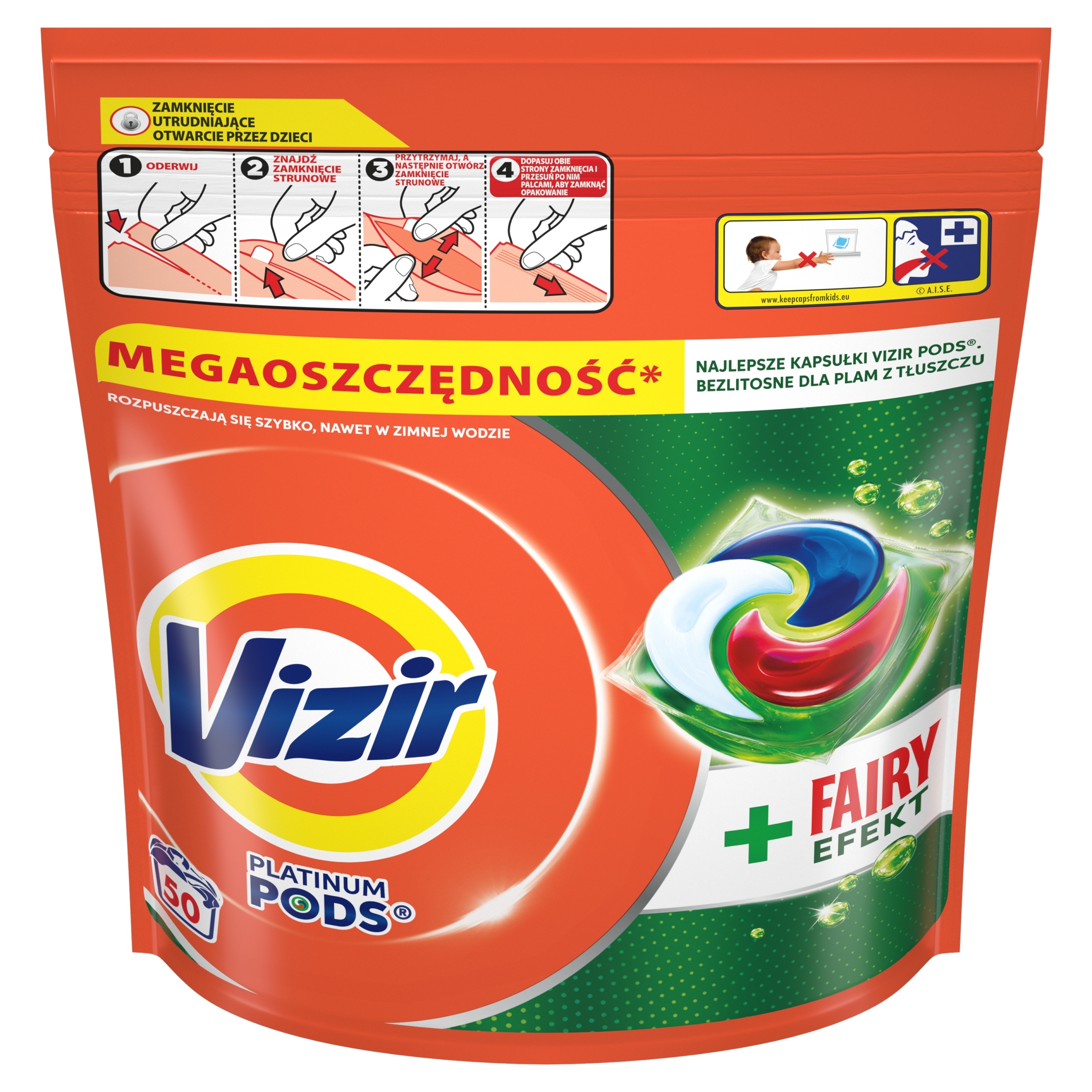 Levně Kapsle na praní bílých světlých tkanin Vizir FairyEffect 50x24,5 g 50 ks