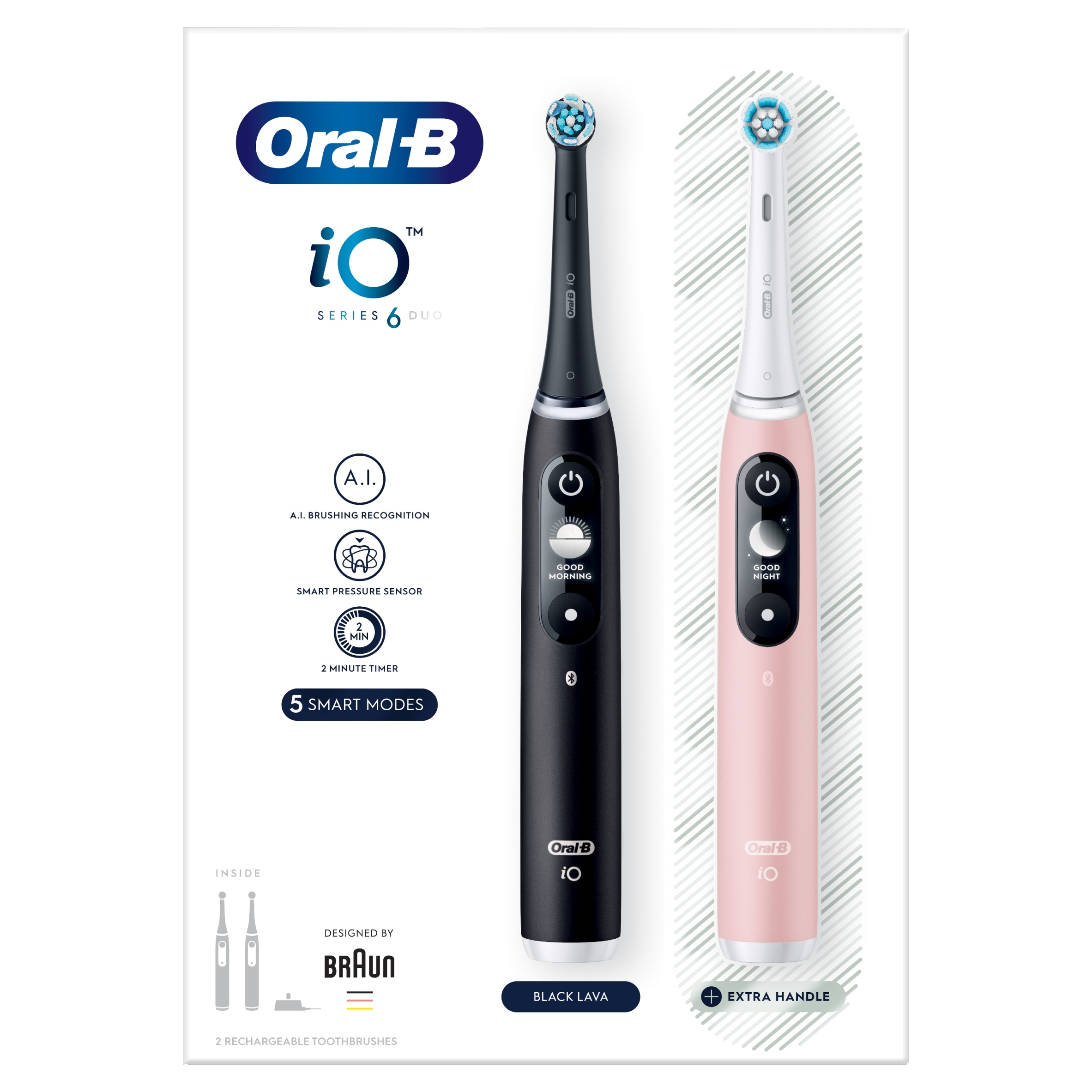 Szczoteczki Magnetyczne do Zębów Oral-B iO Series 6 Dwupak Czarna i Różowa