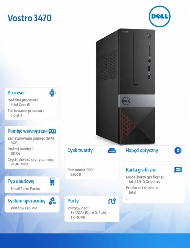 

Komputer Vostro 3471/Core i5-9400/8GB/256GB Ssd