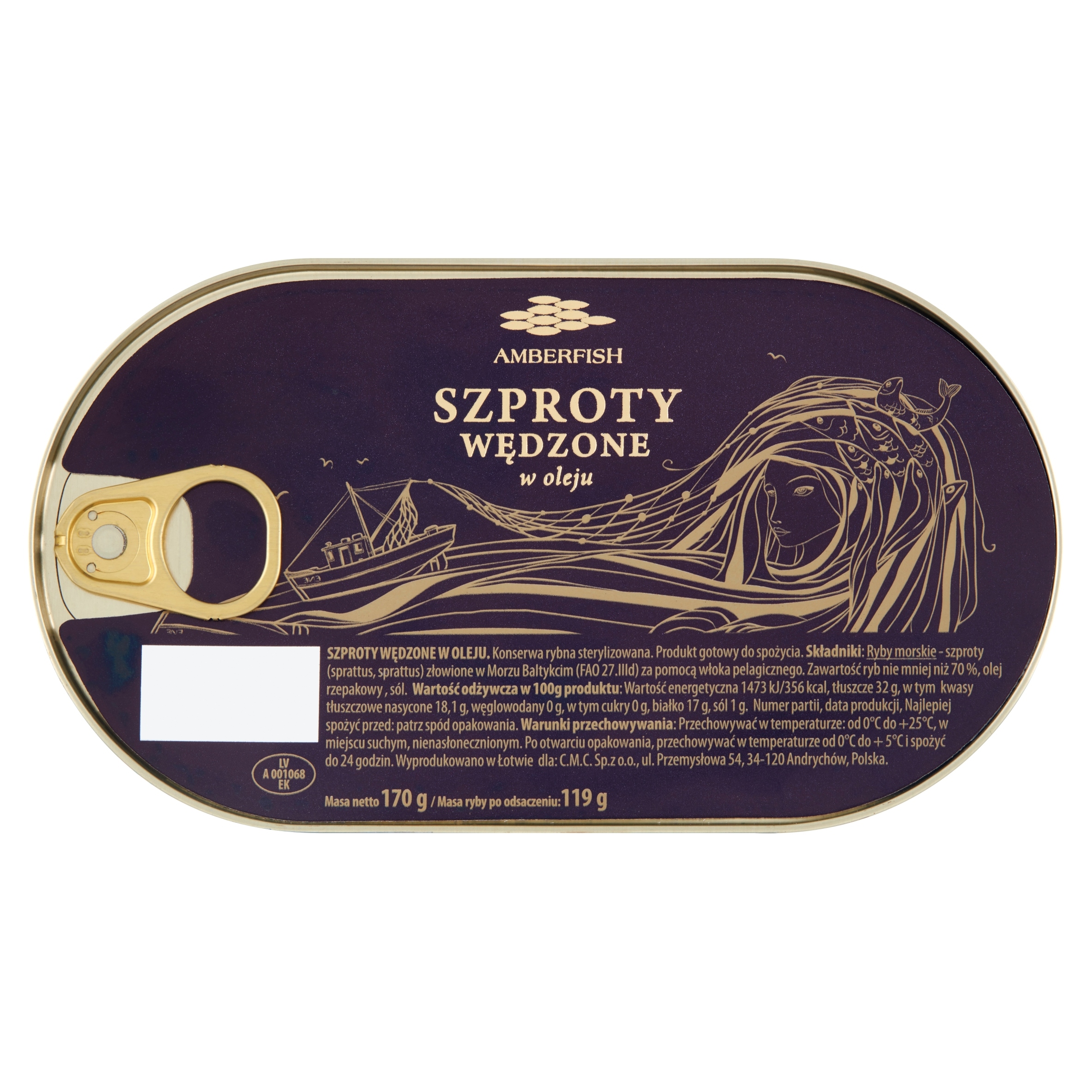 AMBERFISH SZPROTY WĘDZONE W OLEJU 170g