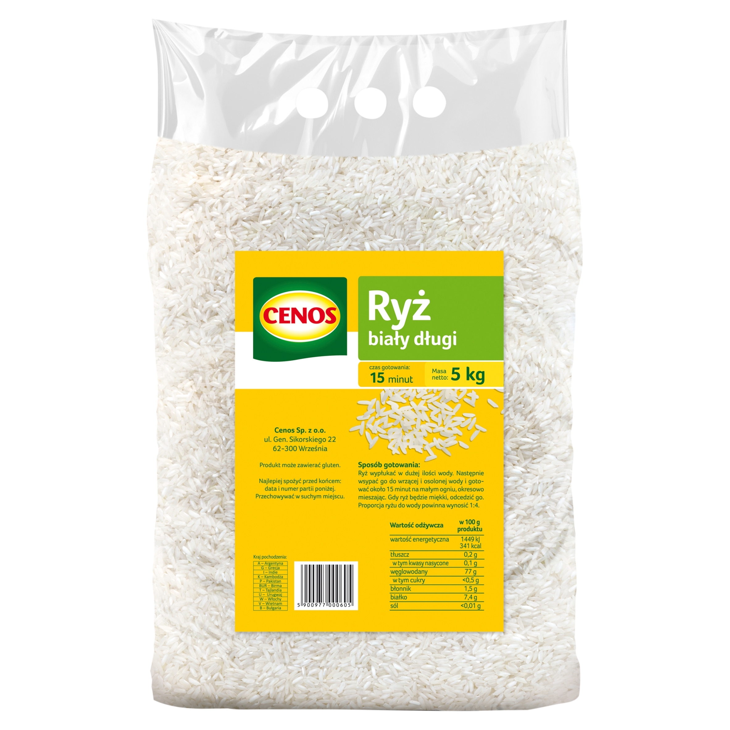 Levně 1X Rýže bílá dlouhá Cenos 5 kg