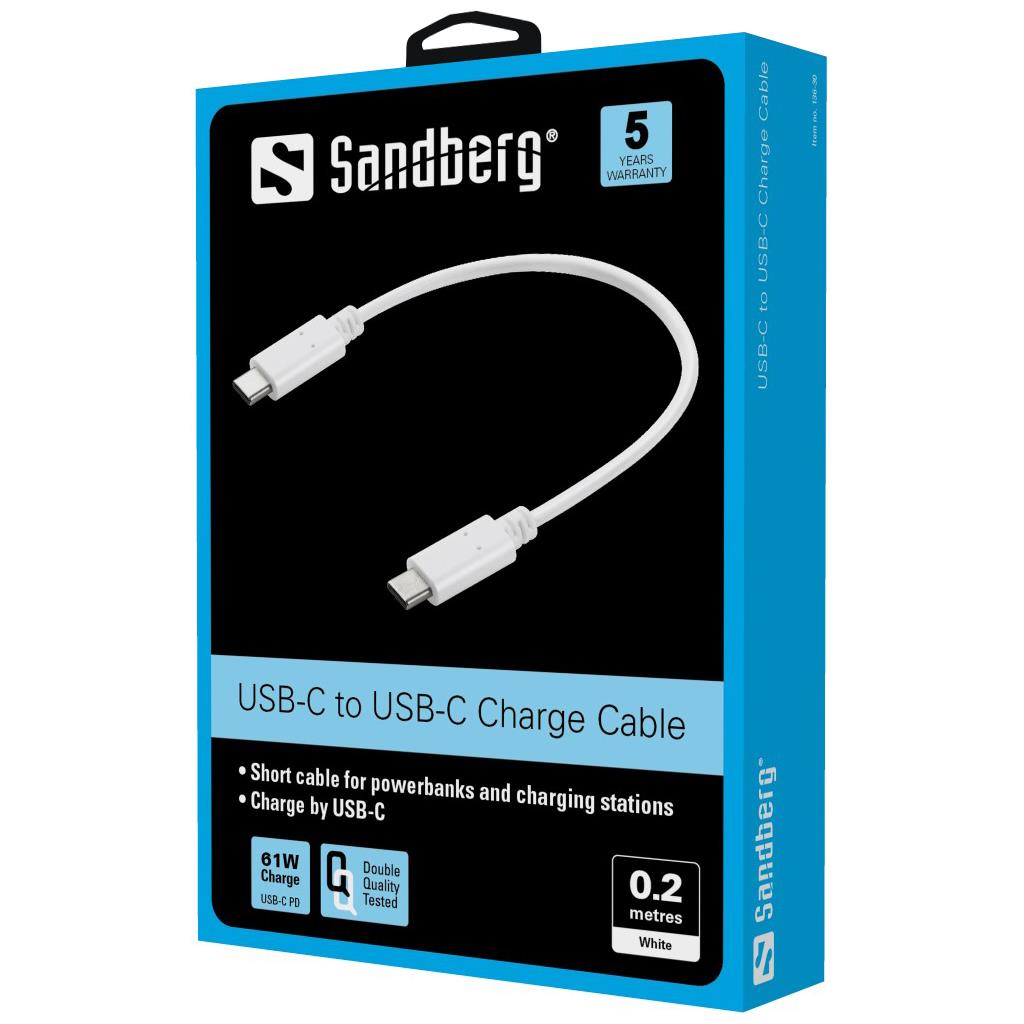 Sandberg USB-C Charge Cable 0.2m kabel USB 0,2 m USB C Biały
