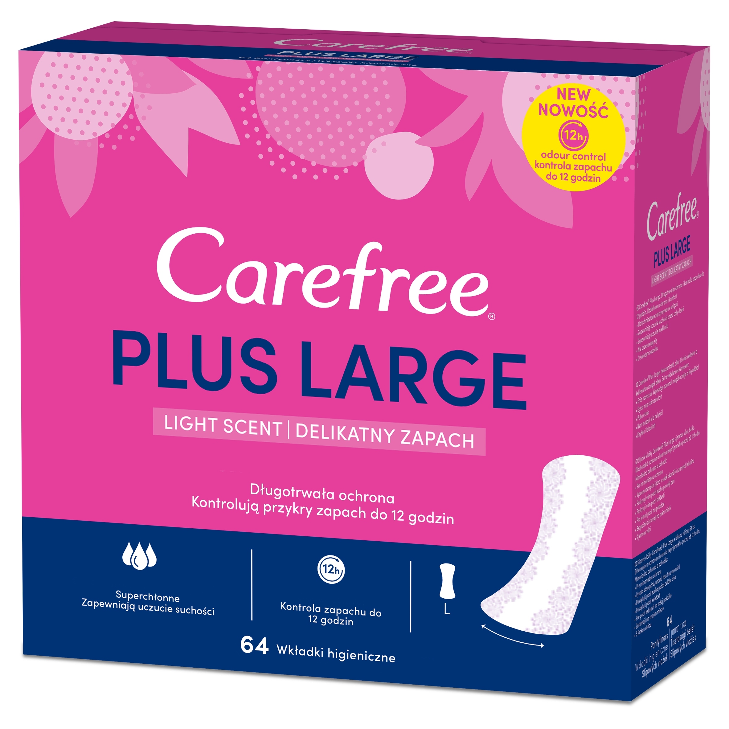 Carefree Plus Large hygienické vložky jemná vôňa 64 ks