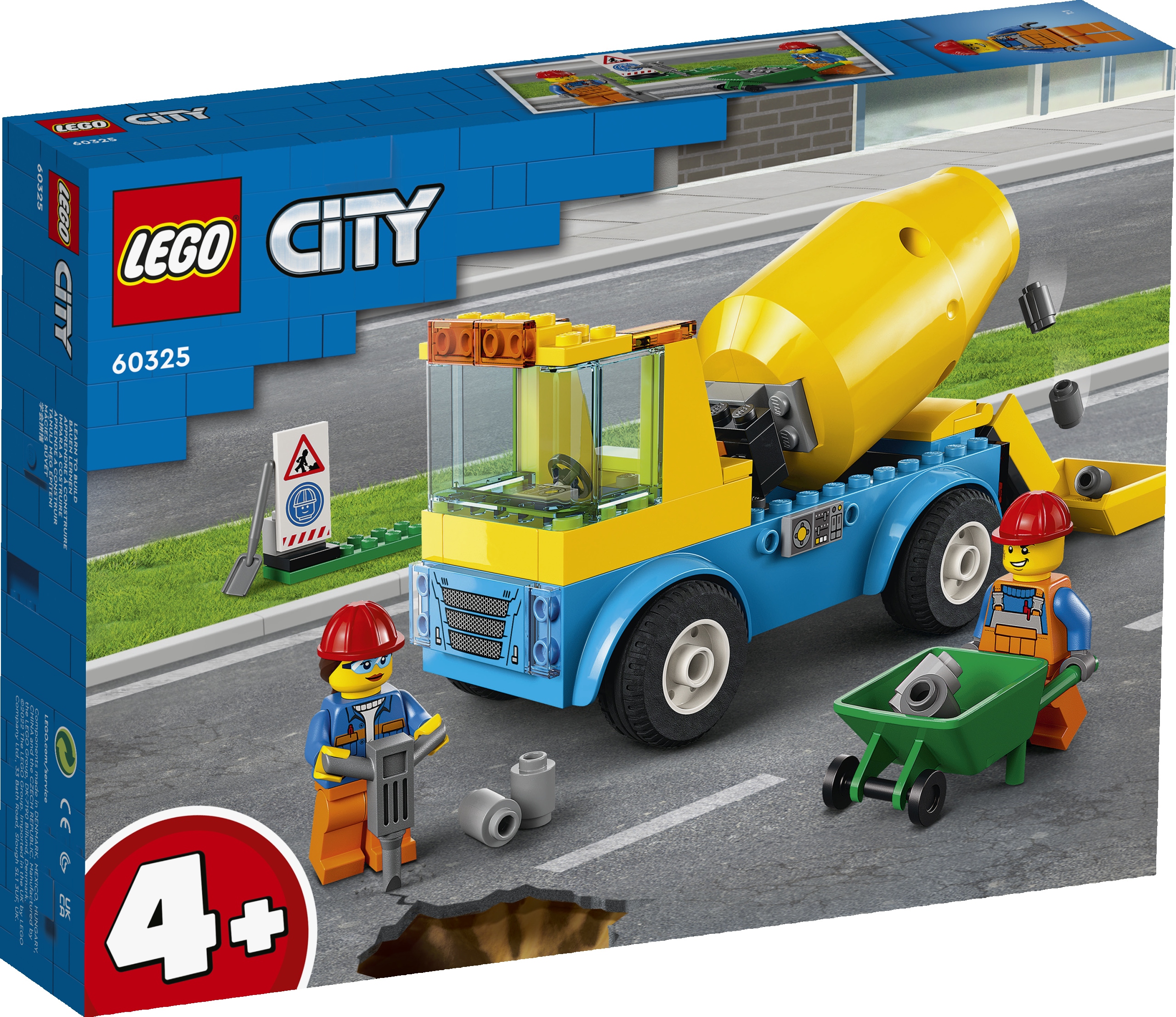 LEGO City 60325 Ciężarówka z Betoniarką Gruszka z Betonem Budowa już od 4+
