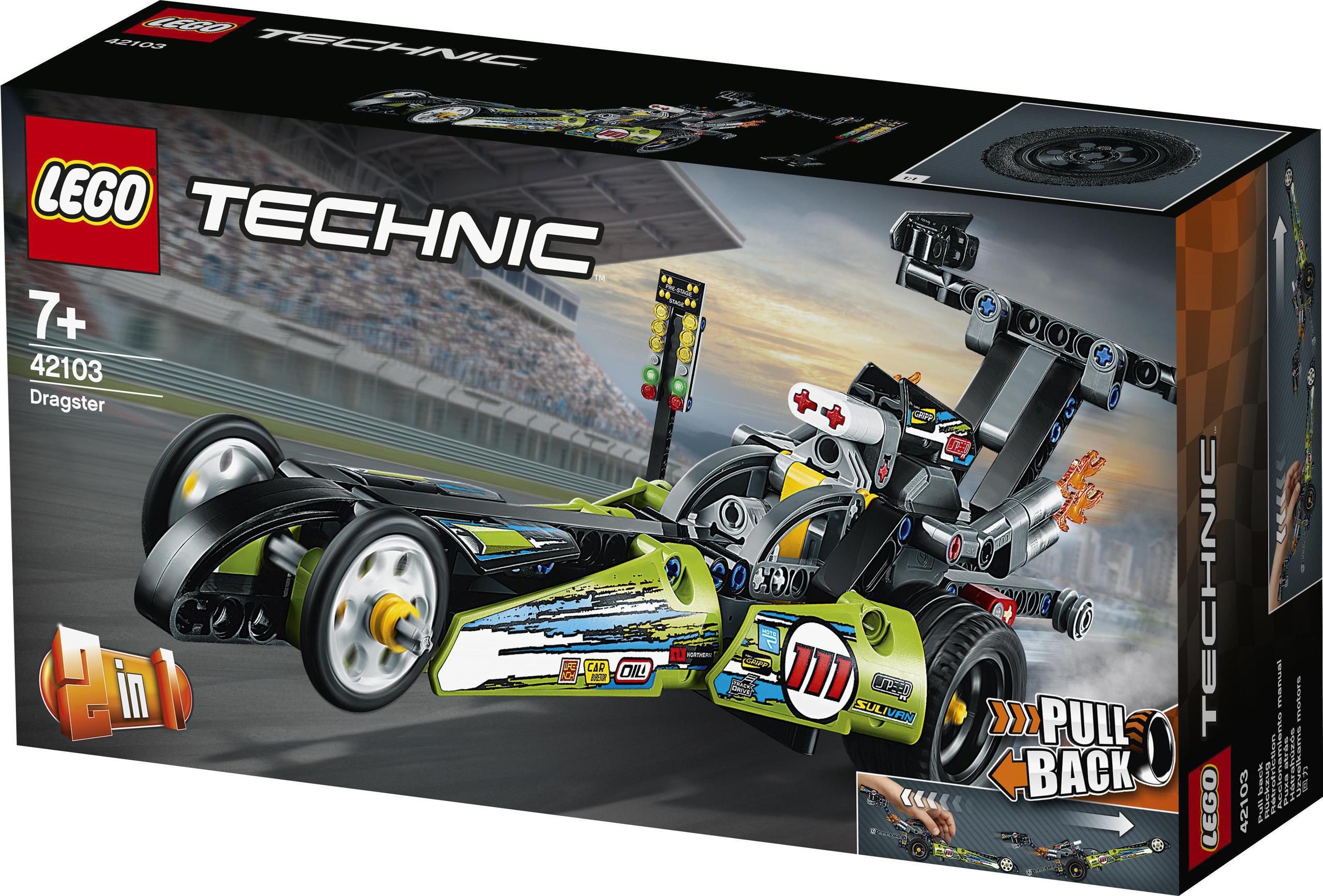 Originální Lego 42103 Technic Dragster Auto natahovací motor Pull&Back