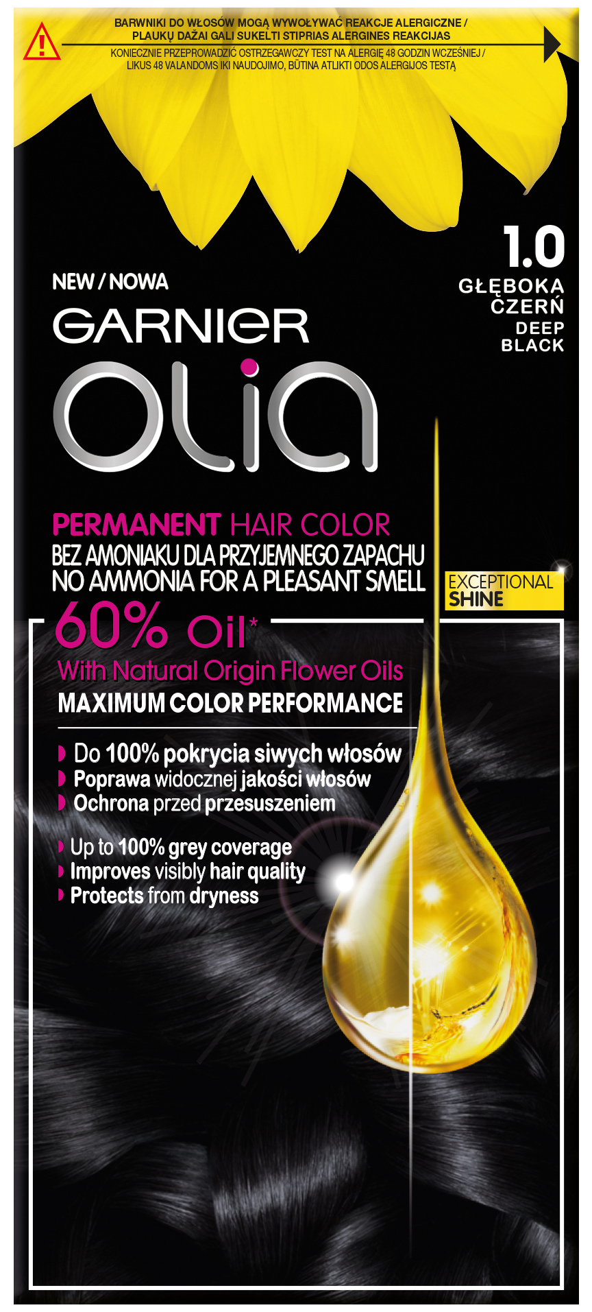 GARNIER OLIA farba 1.0 GŁĘBOKA CZERŃ