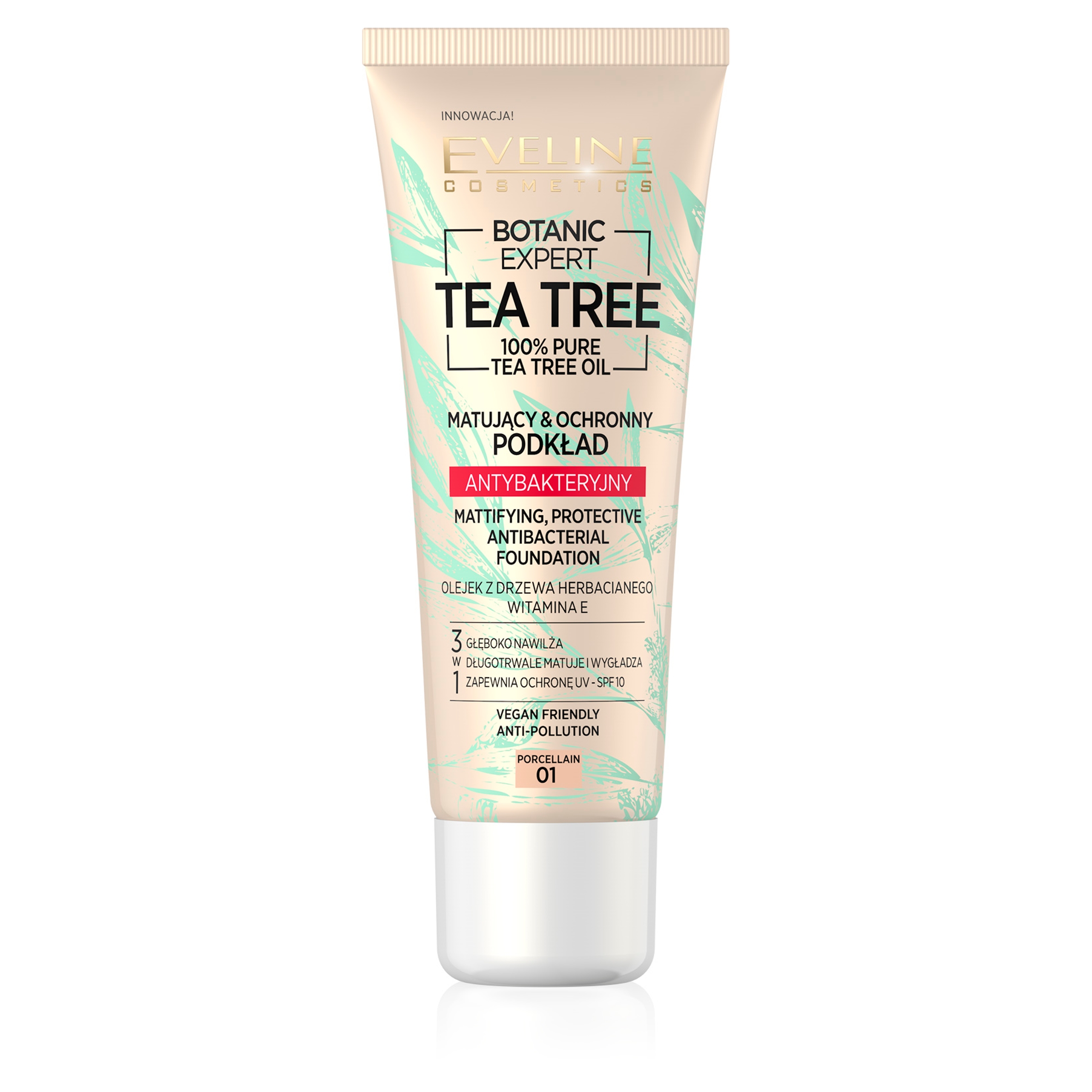 Eveline Cosmetics Tea Tree Porcelain podkład do twarzy 30 ml Spf do 10