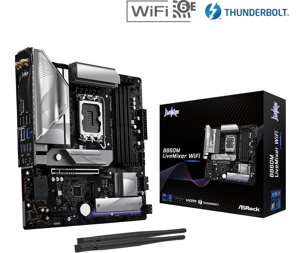 ASROCK B860M Livemixer WiFi mATX LGA1851 DDR5 — 9