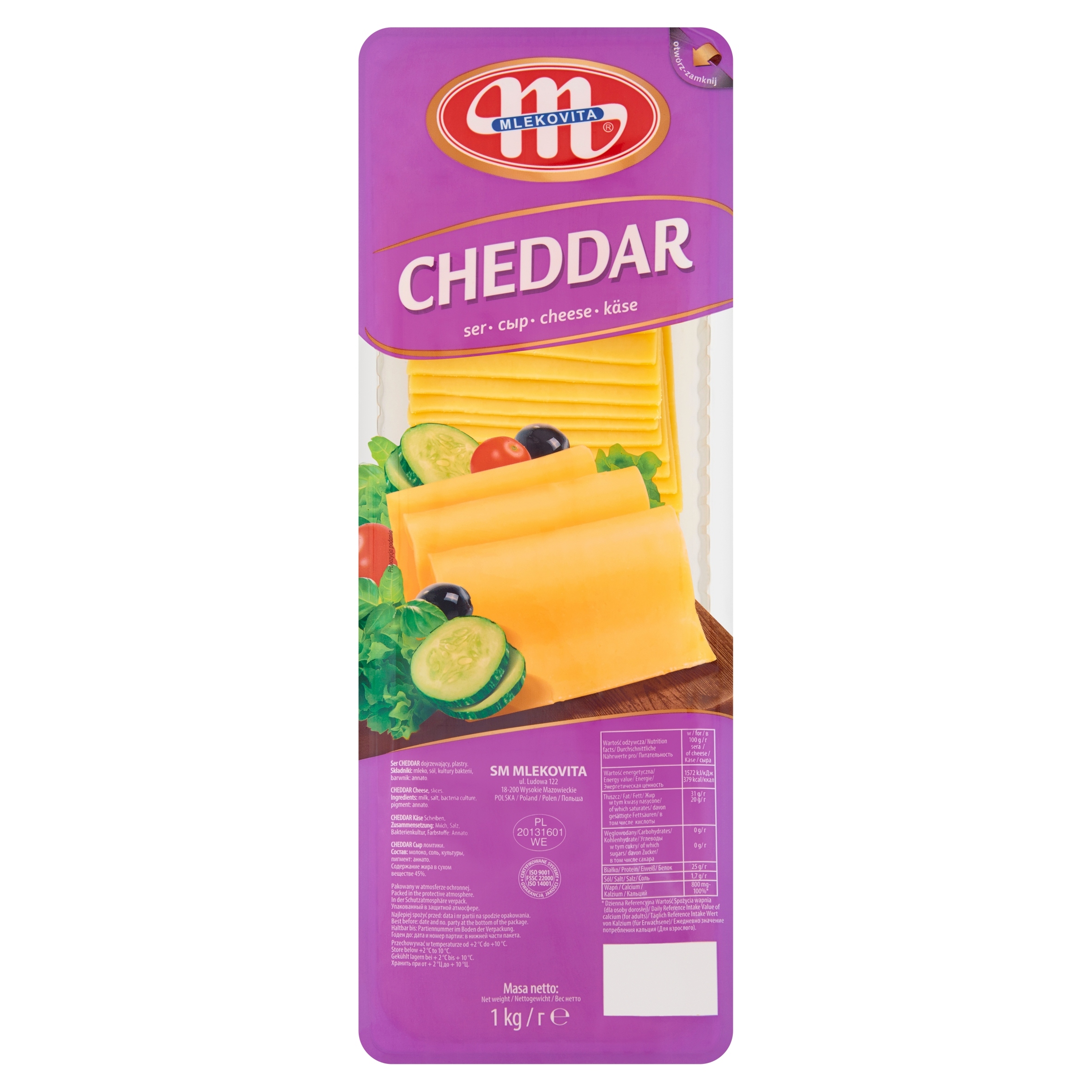Levně Mlekovita plátky sýra Cheddar 1 kg