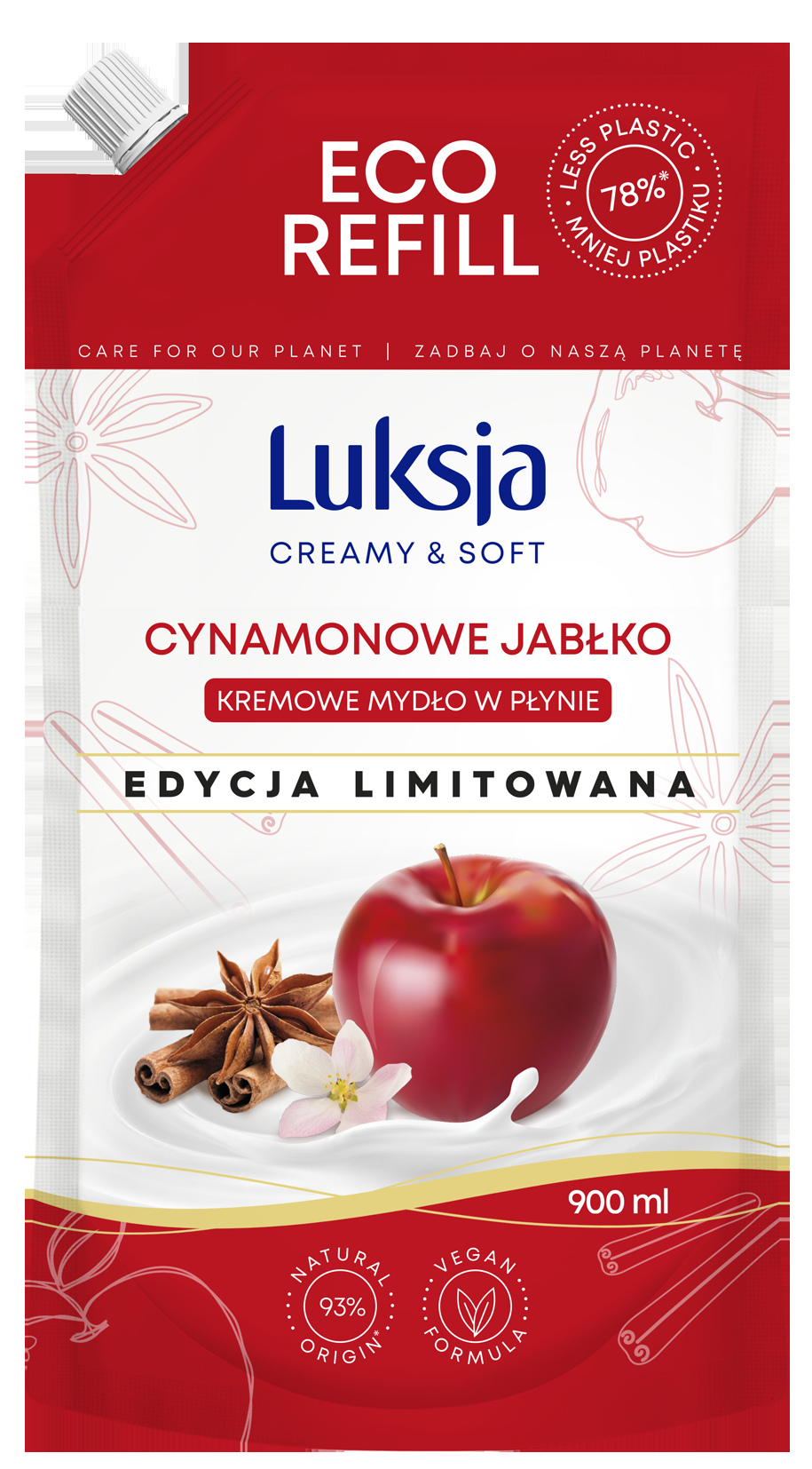 Mydło Luksja Cynamonowy, Jabłkowy 900 ml 150 g