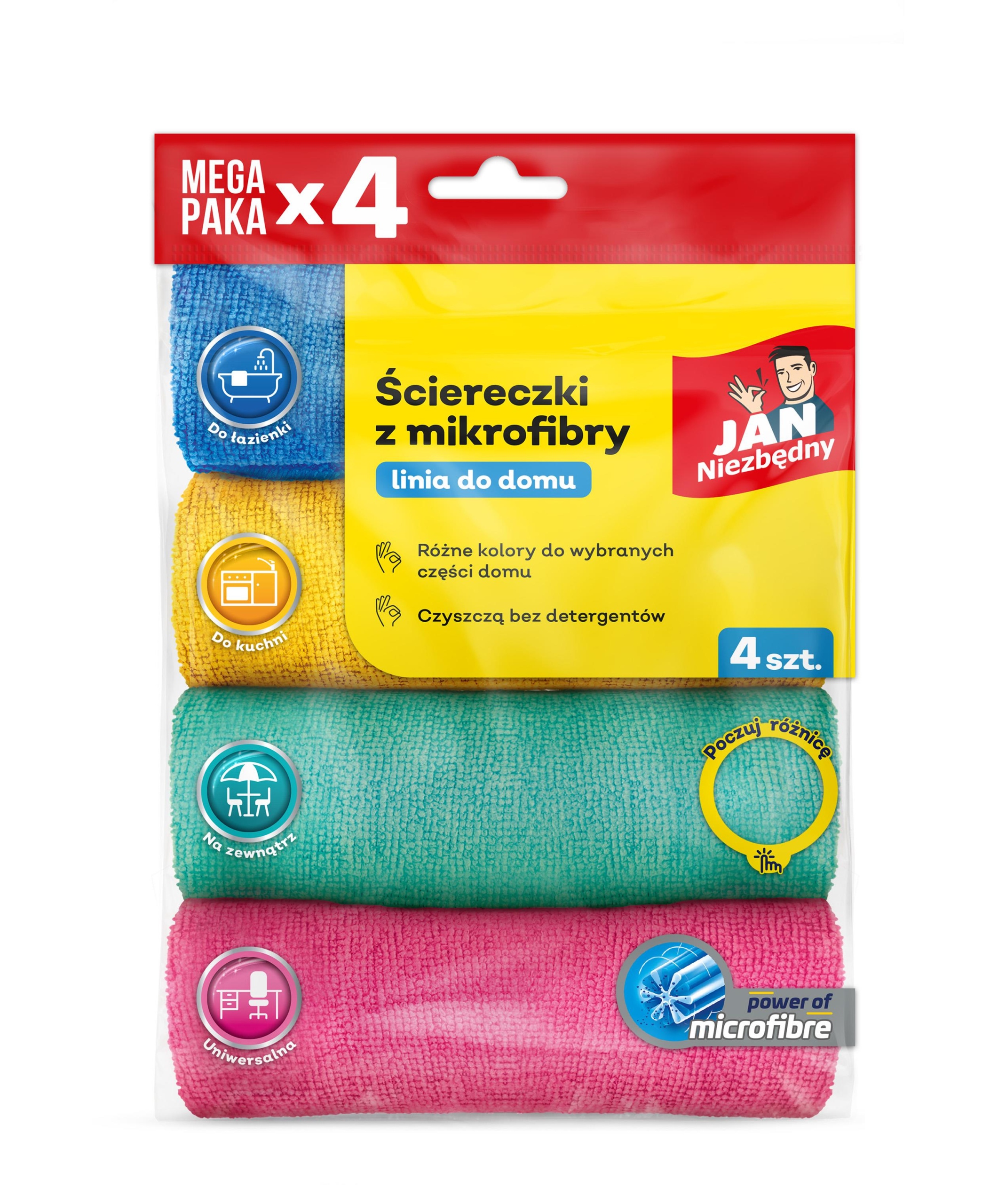 Levně 5X J an Nezbytné mikrovlákno Univerzální absorpční utěrky bez šmouh 4 ks