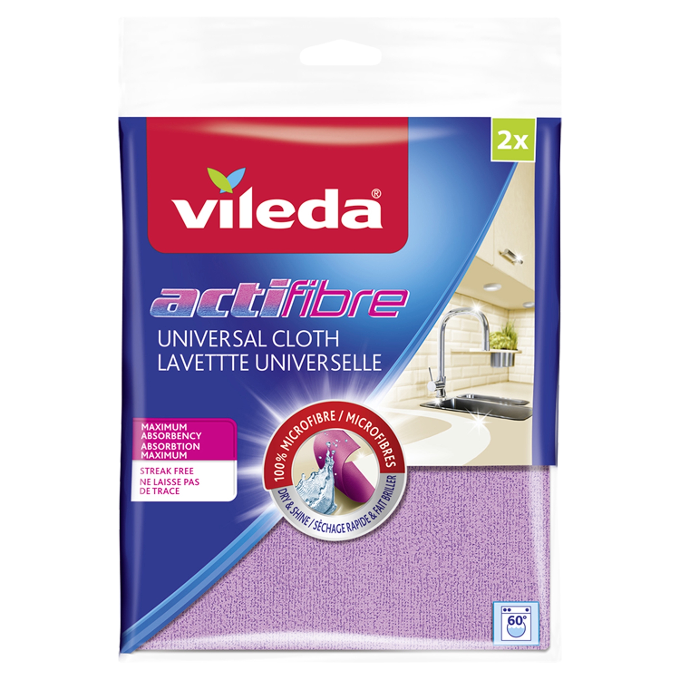 3X Vileda Utěrka Actifibre Pink 2 ks
