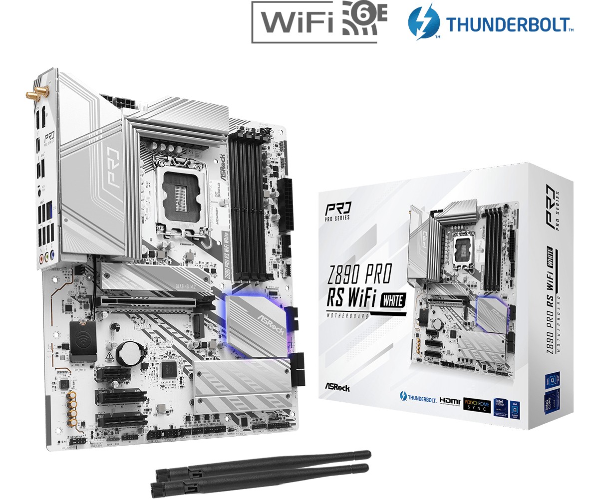 ASROCK Z890 Pro RS WiFi White ATX LGA1851 DDR5 — 9