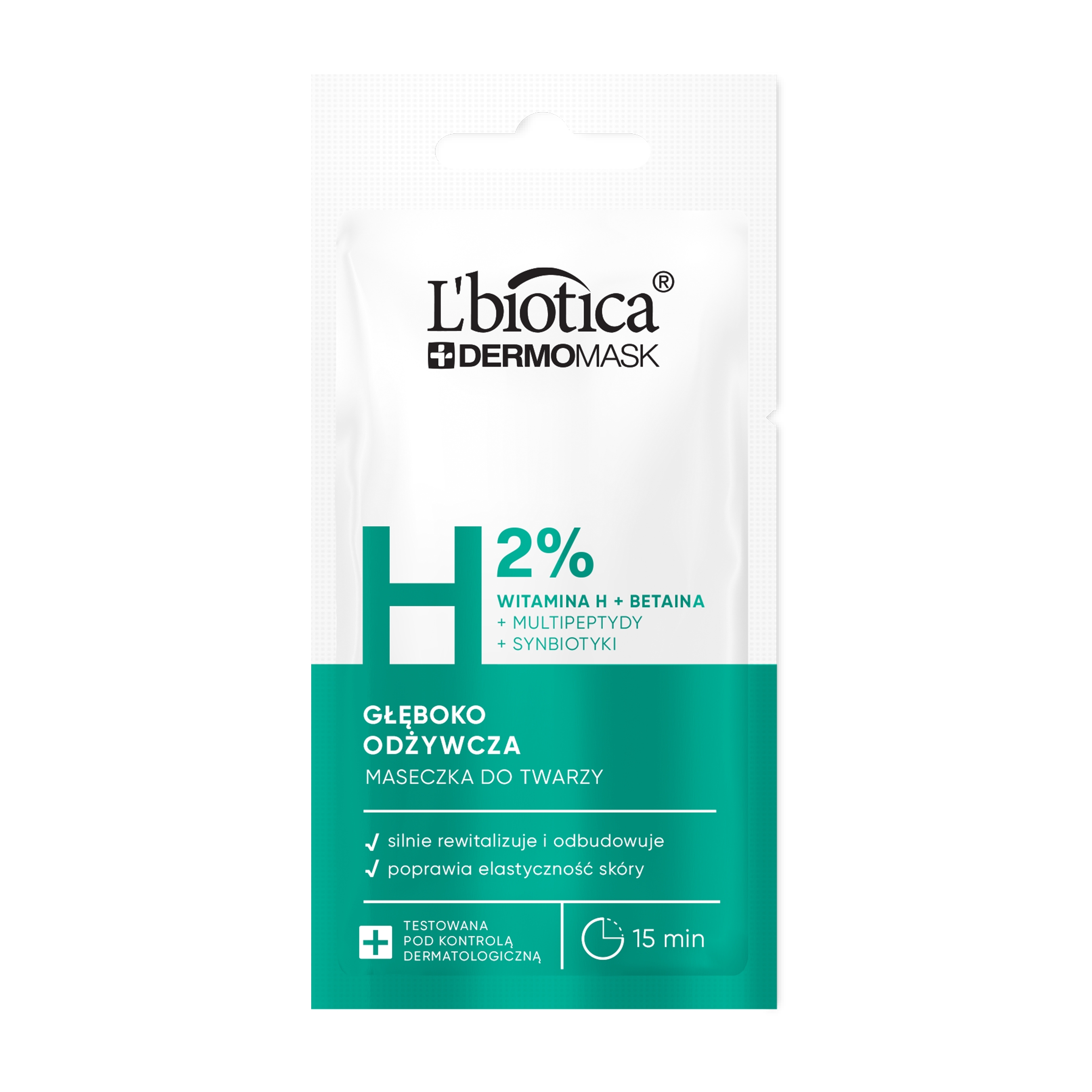 L'biotica Dermomask hloubkově vyživující maska s vitamínem H 8 ml 1 ks