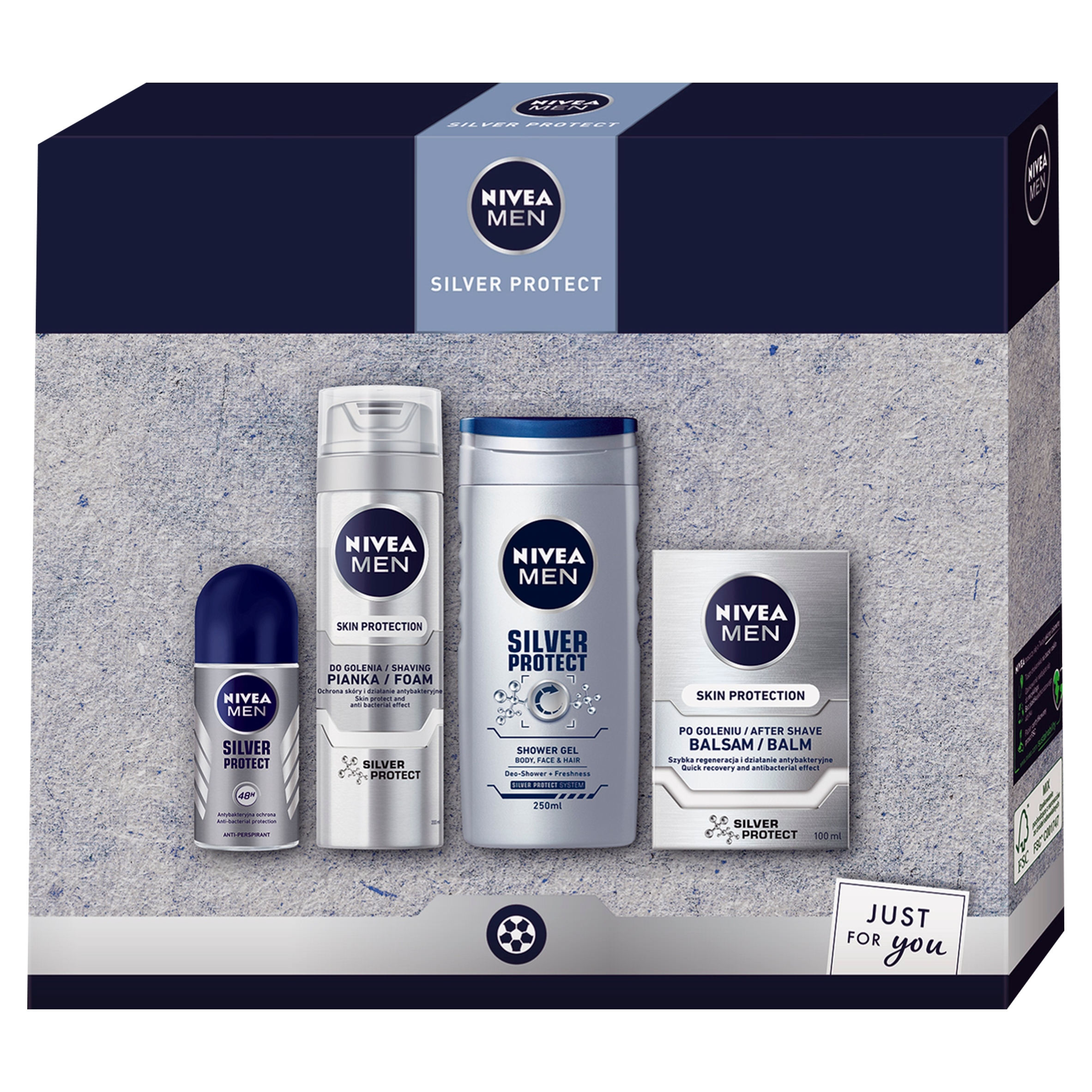 Kosmetická sada Nivea Men Silver Protect: antiperspirant, gel, pěna