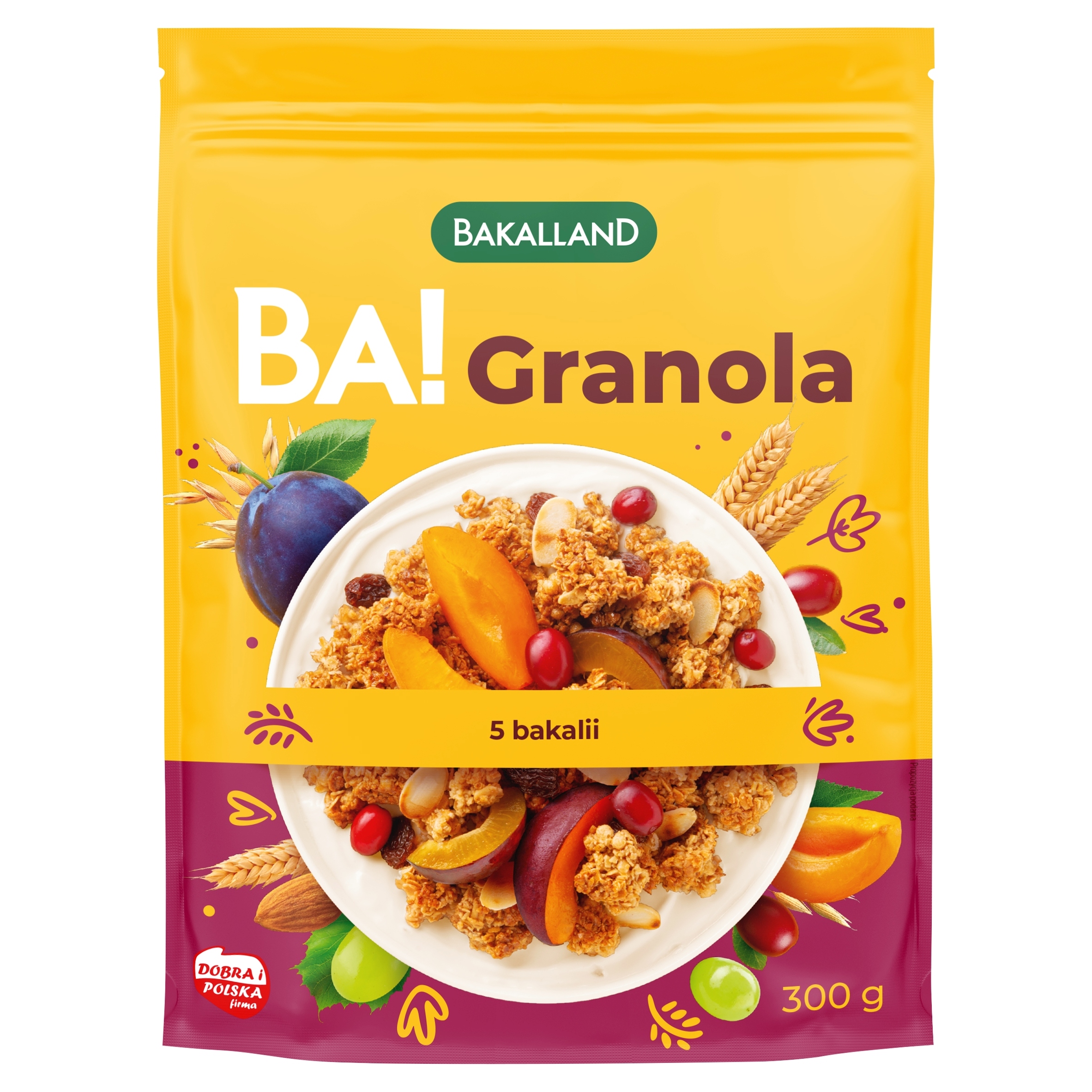 Levně 5X Bakalland Ba! Granola 5 oříšků a sušených ovocí, 300 g