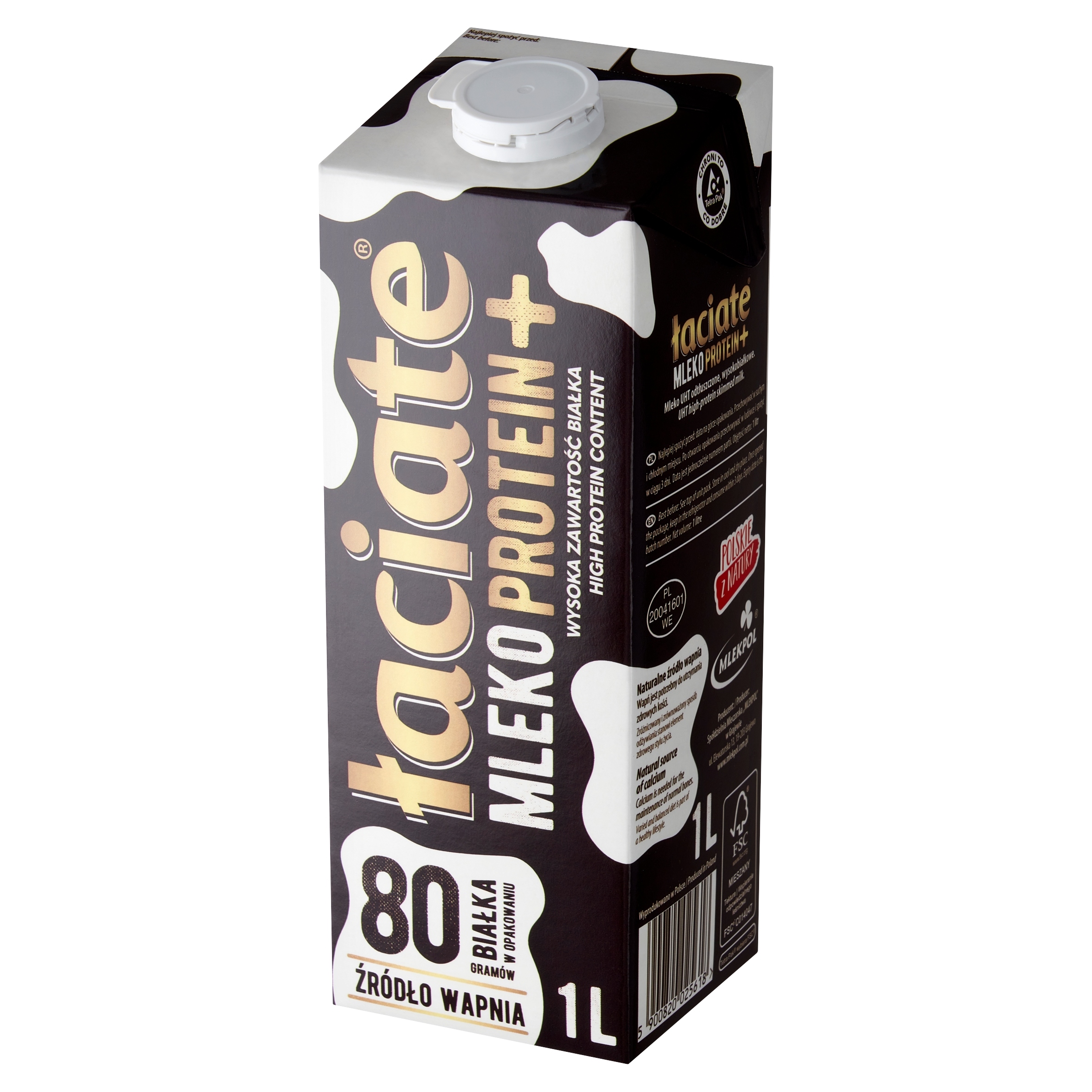 Mleko Uht Łaciate Protein+ odtłuszczone proteinowe 1L x12 szt