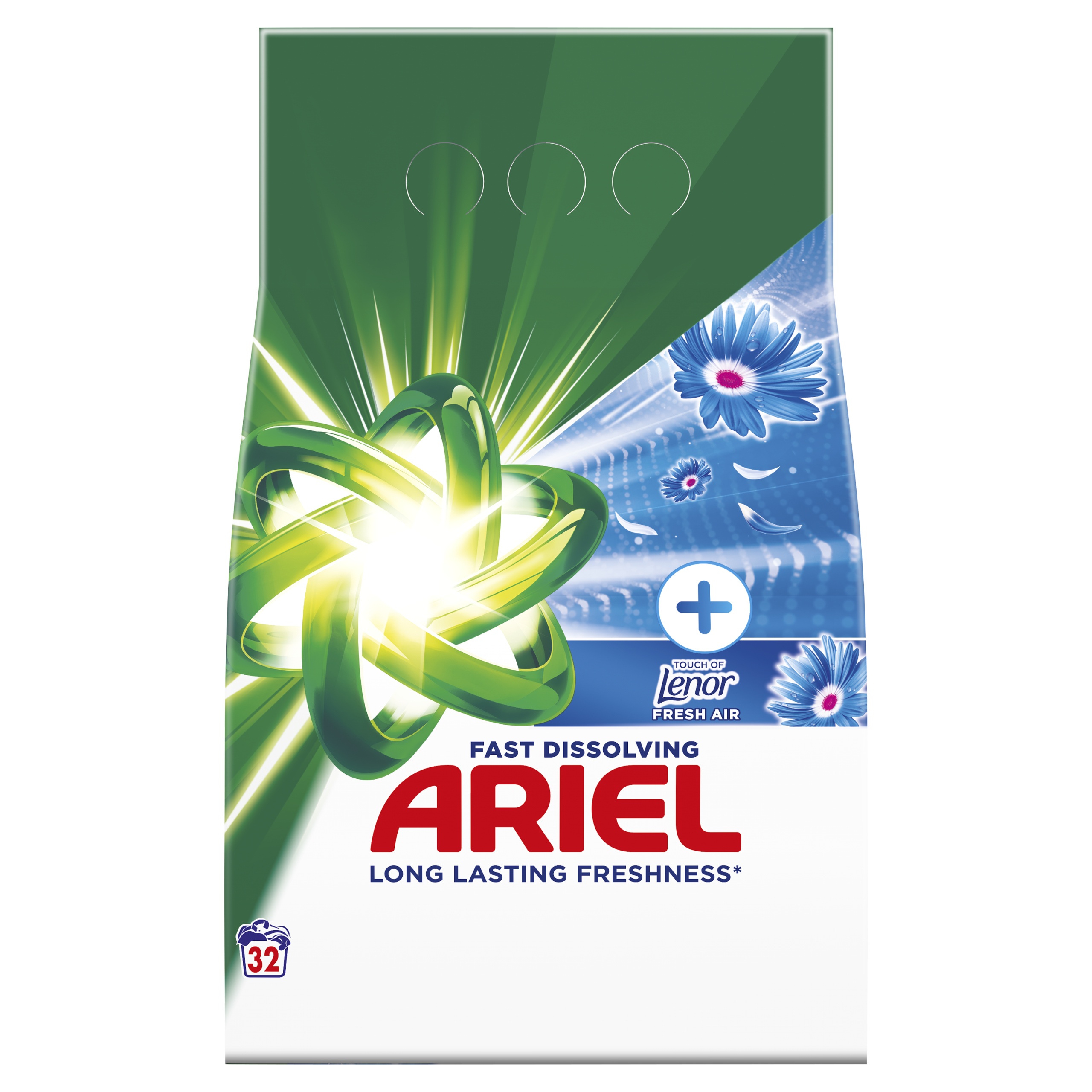 Levně Ariel Touch of Lenor Fresh Air Prací prášek 1.76kg, 32 praní