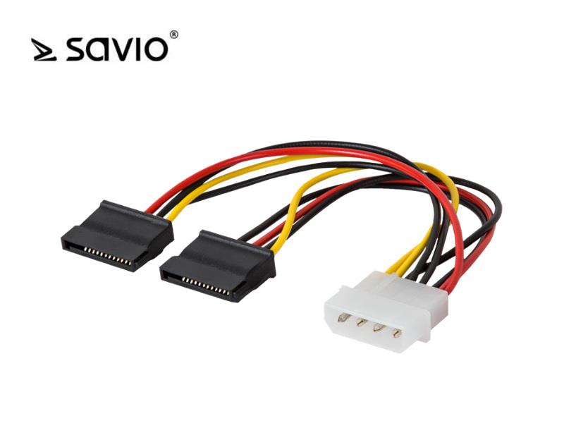 

Adapter Savio Molex 4 pin M 2x Sata 15 pin F