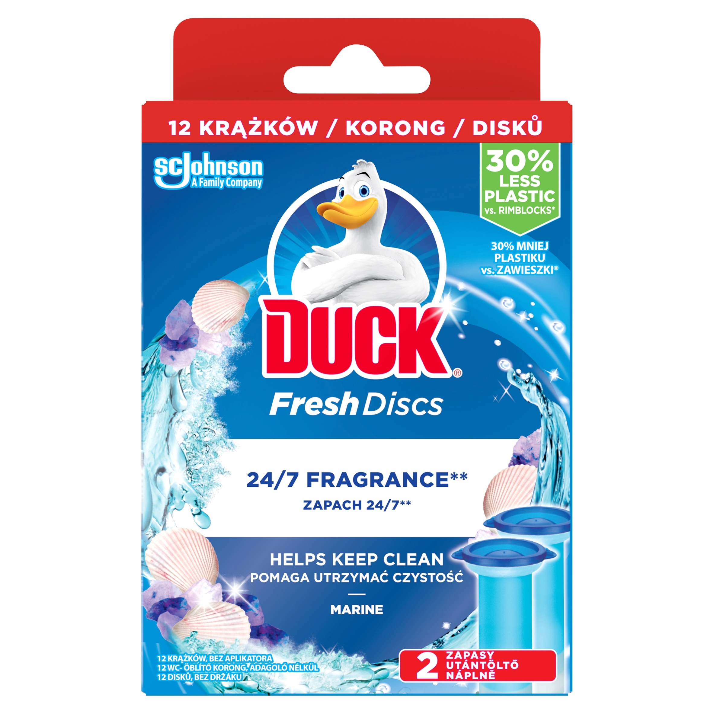 Levně 2x Duck Fresh Discs gelové kroužky Marine Náhradní náplň Duo 12 Ks