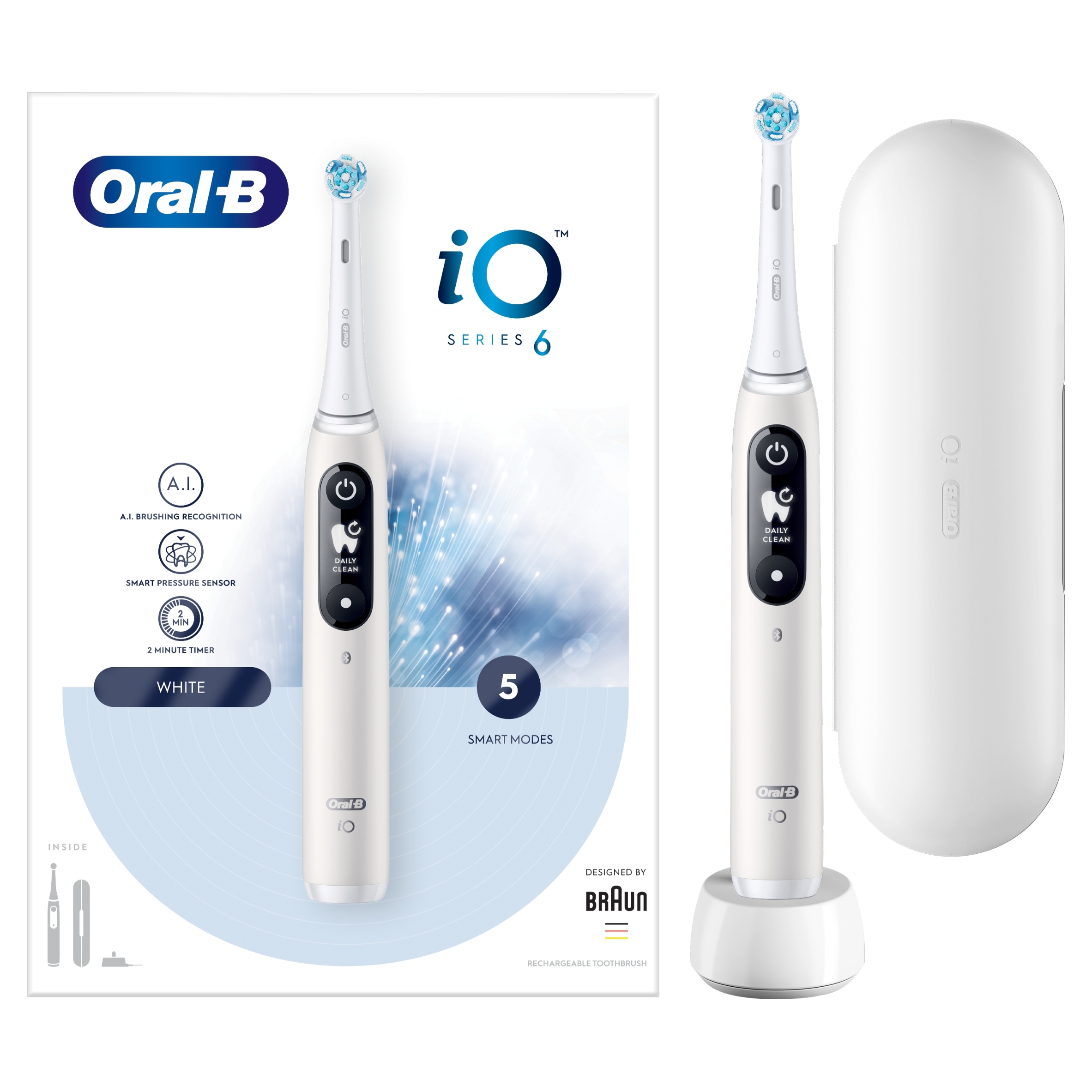 Szczoteczka elektryczna do zębów 5 trybów Oral-B iO Series 6 White Etui