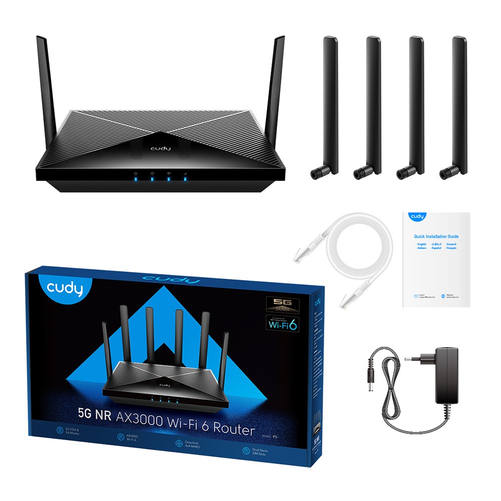 CUDY P5 5G AX3000 Router WiFi 6 Dual Sim 4x4 Mimo Anteny Vpn Cloudfare — miniatura 15