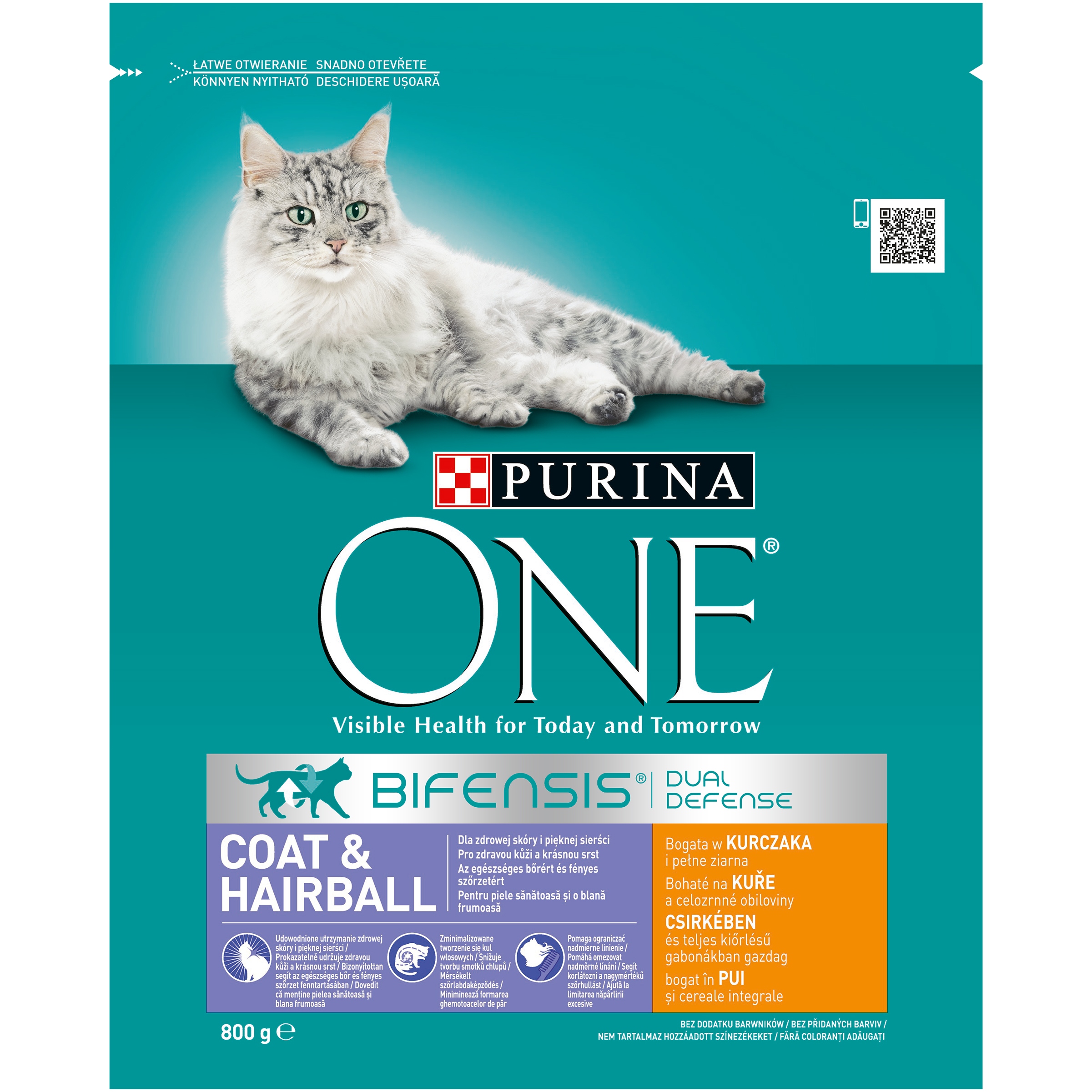 Levně 3x Purina One Coat Hairball Kuřecí 800 g