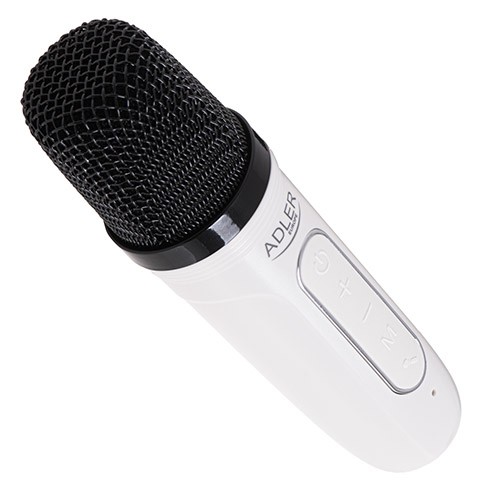 Głośnik Karaoke Adler AD 1199 White z Mikrofonem - SD/USB/AUX/Bluetooth