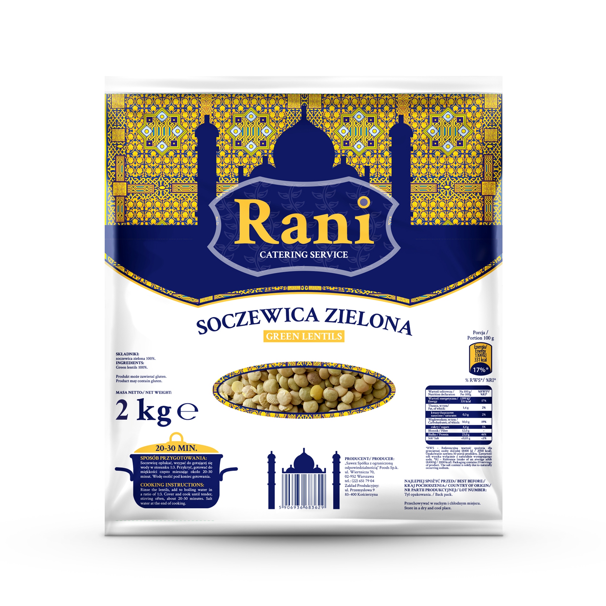 Levně Rani Zelená Čočka 2 kg